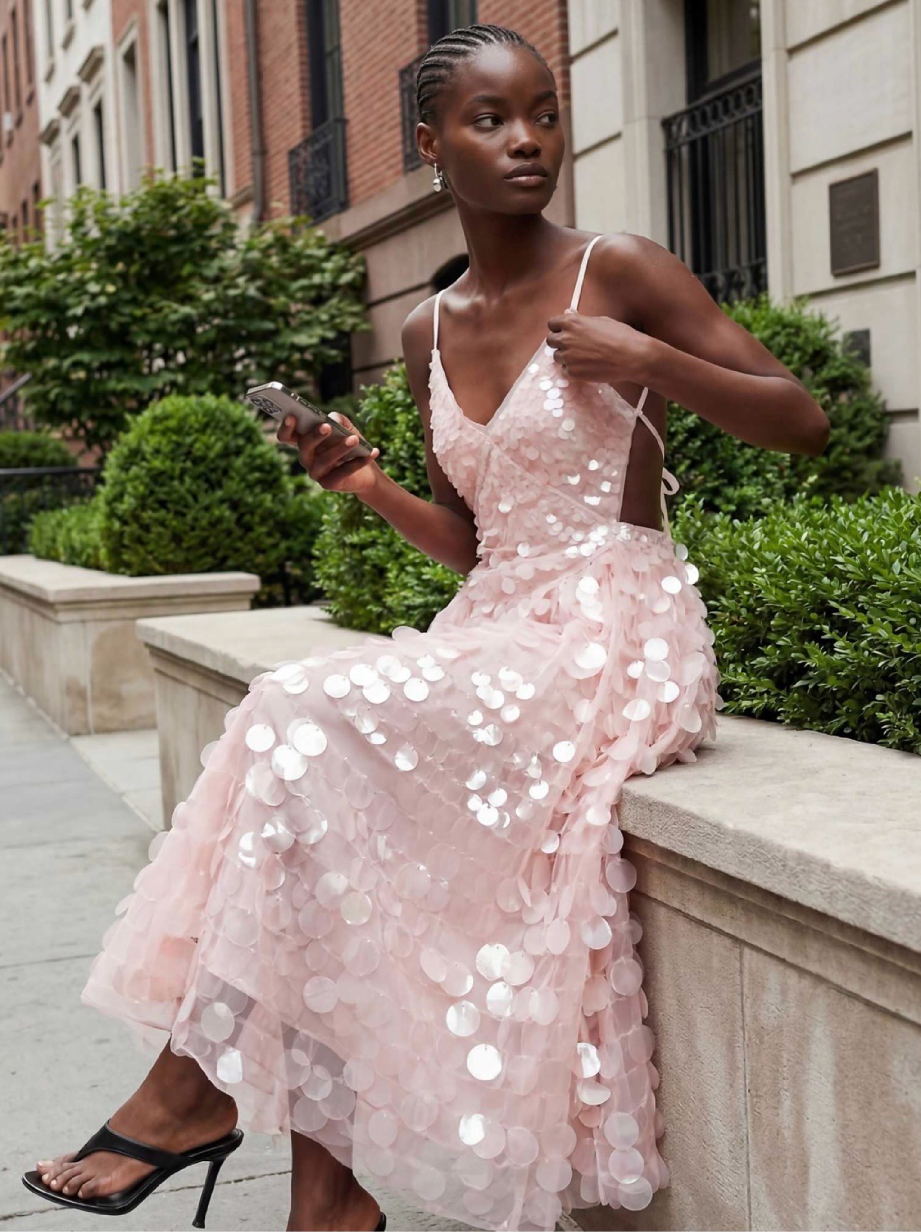 pink sequin midi dress Another World Pink Sequin Midi Dress - US 6