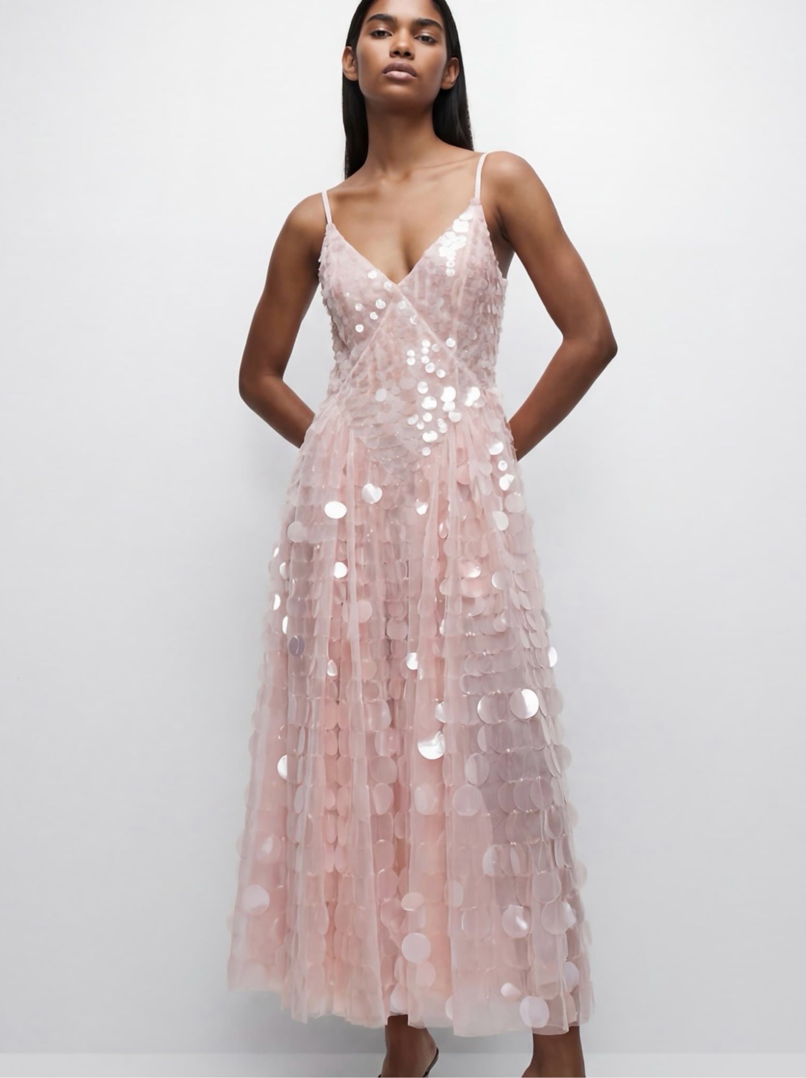 pink sequin midi dress Pink Sequin Dress