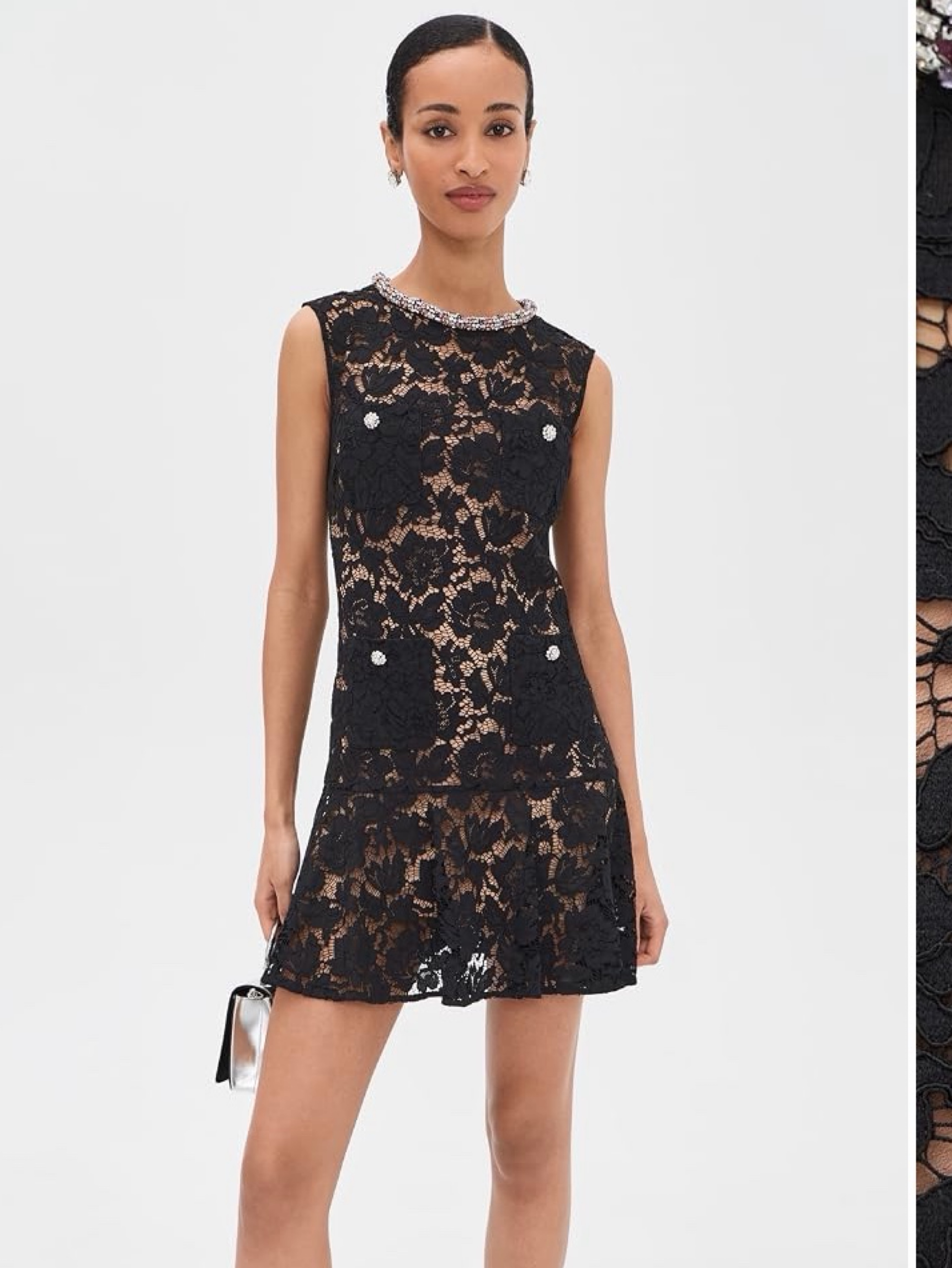self portrait short sleeve lace dress Self-Portrait Lace Mini Dress