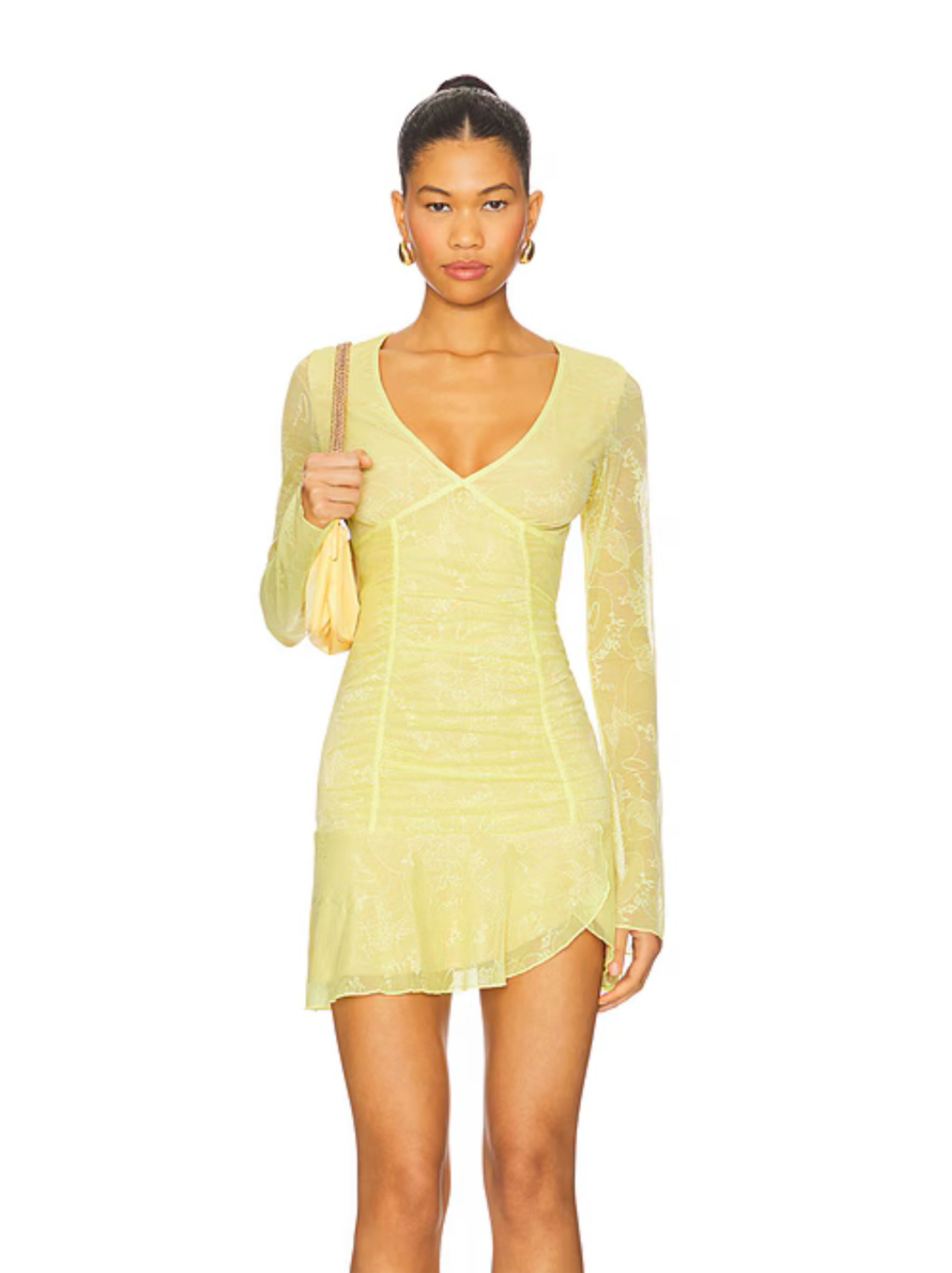 yellow long sleeve mini dress Junie Yellow Long Sleeve Mini Dress - US 14