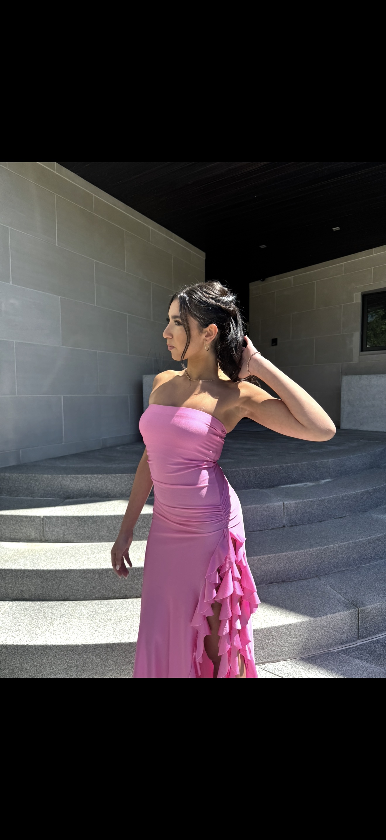 floral maxi dress fitted Ashley Pink And Orange Floral Formal Maxi Dress