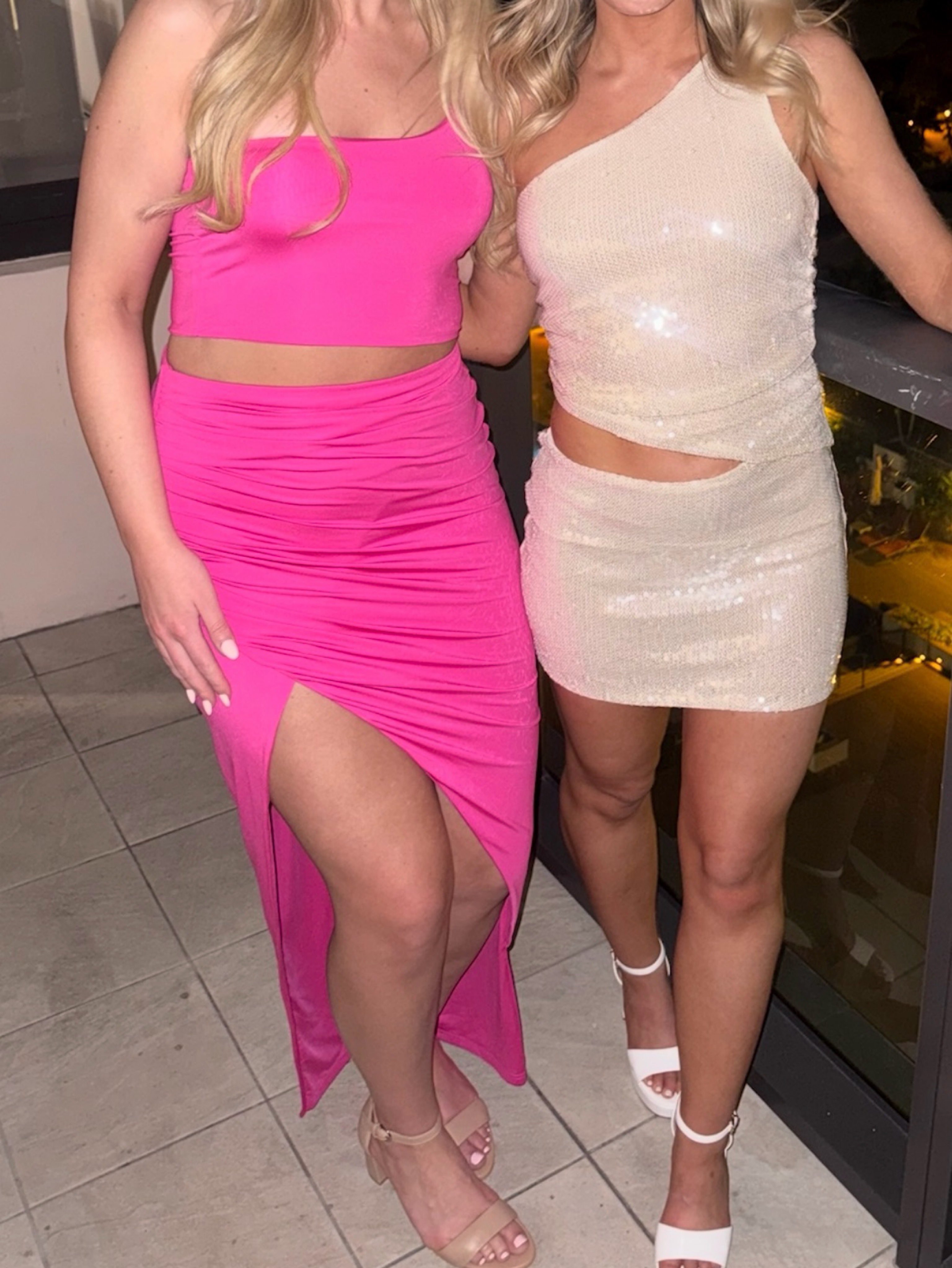 Superdown Lydia Maxi Skirt Set in Hot Pink