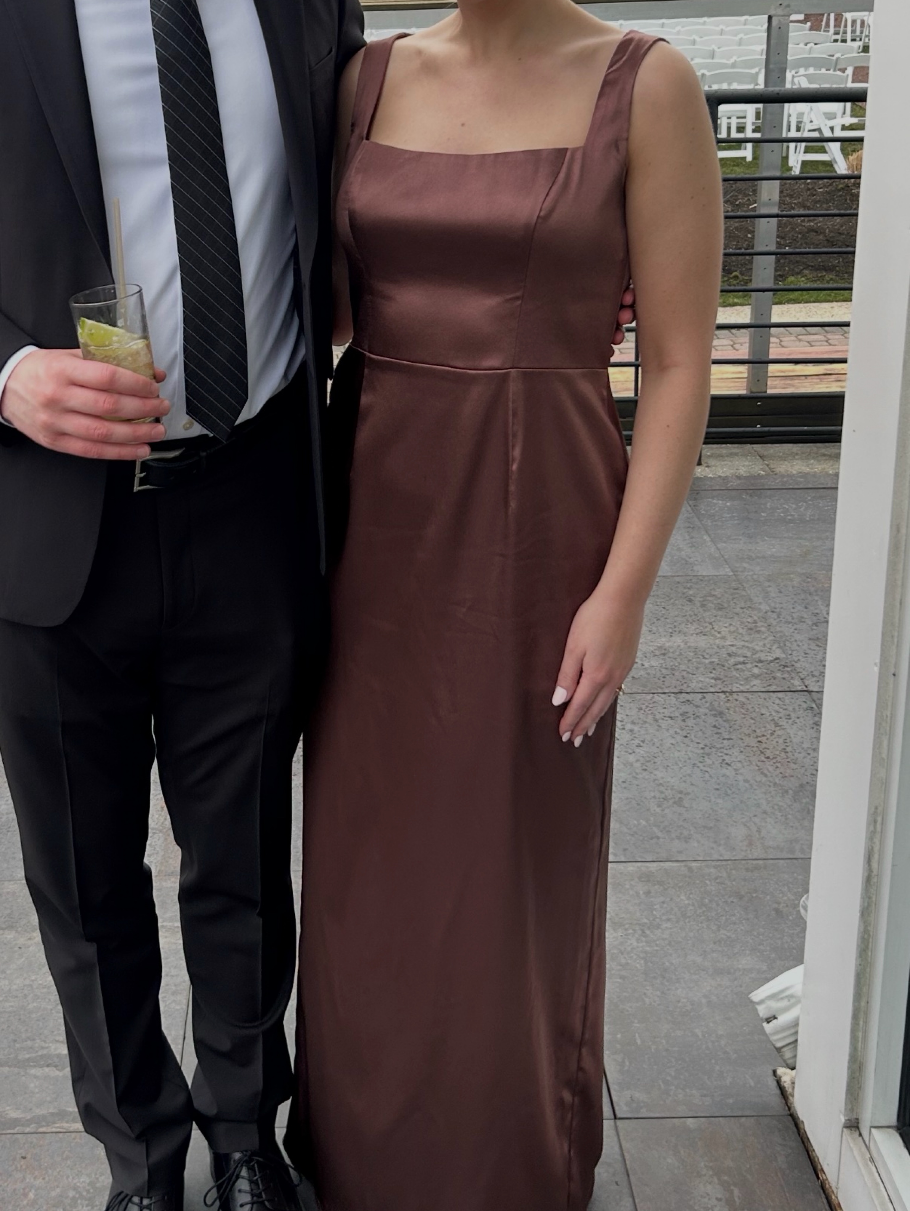 Azazie Flori Espresso Stretch Satin Dress