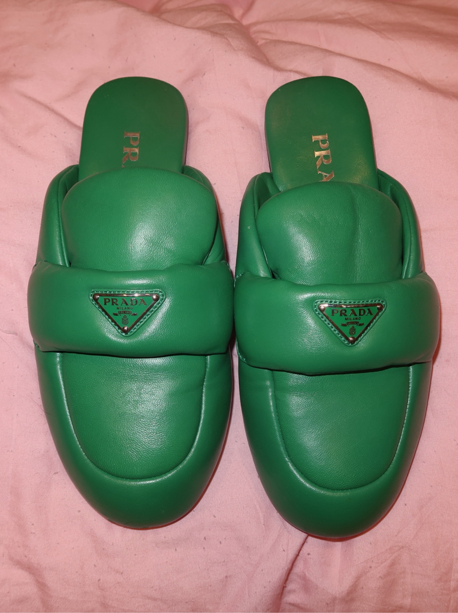 Prada Green Leather Slide Mules by Prada | Pickle