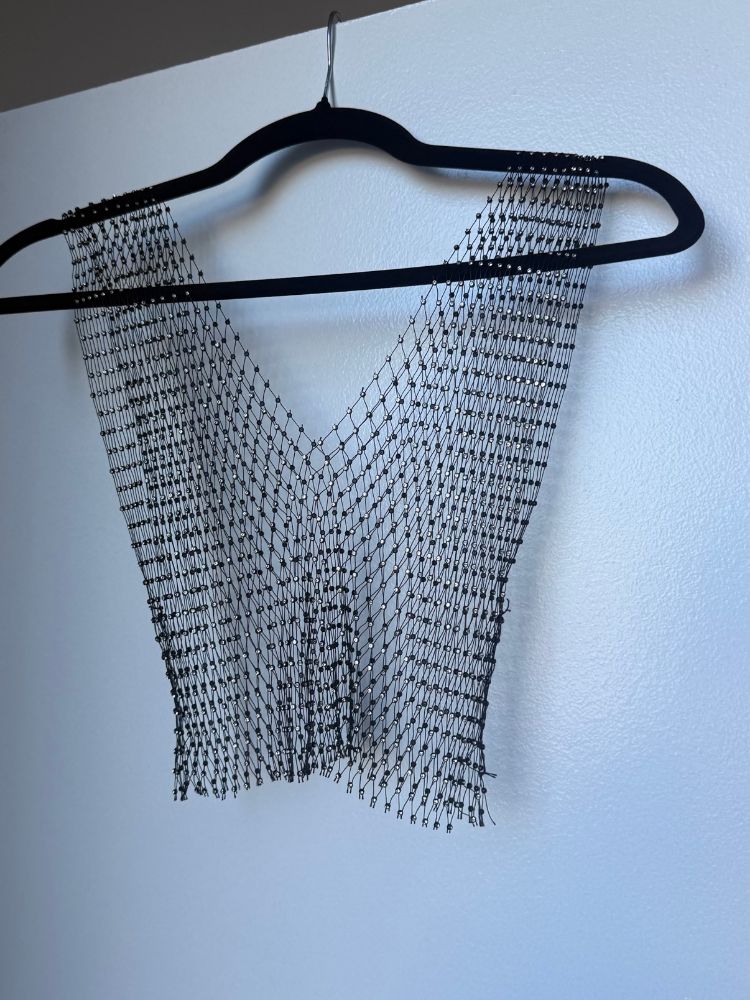 Dolls Kill Black Beaded Mesh Top, photo 1 of 2
