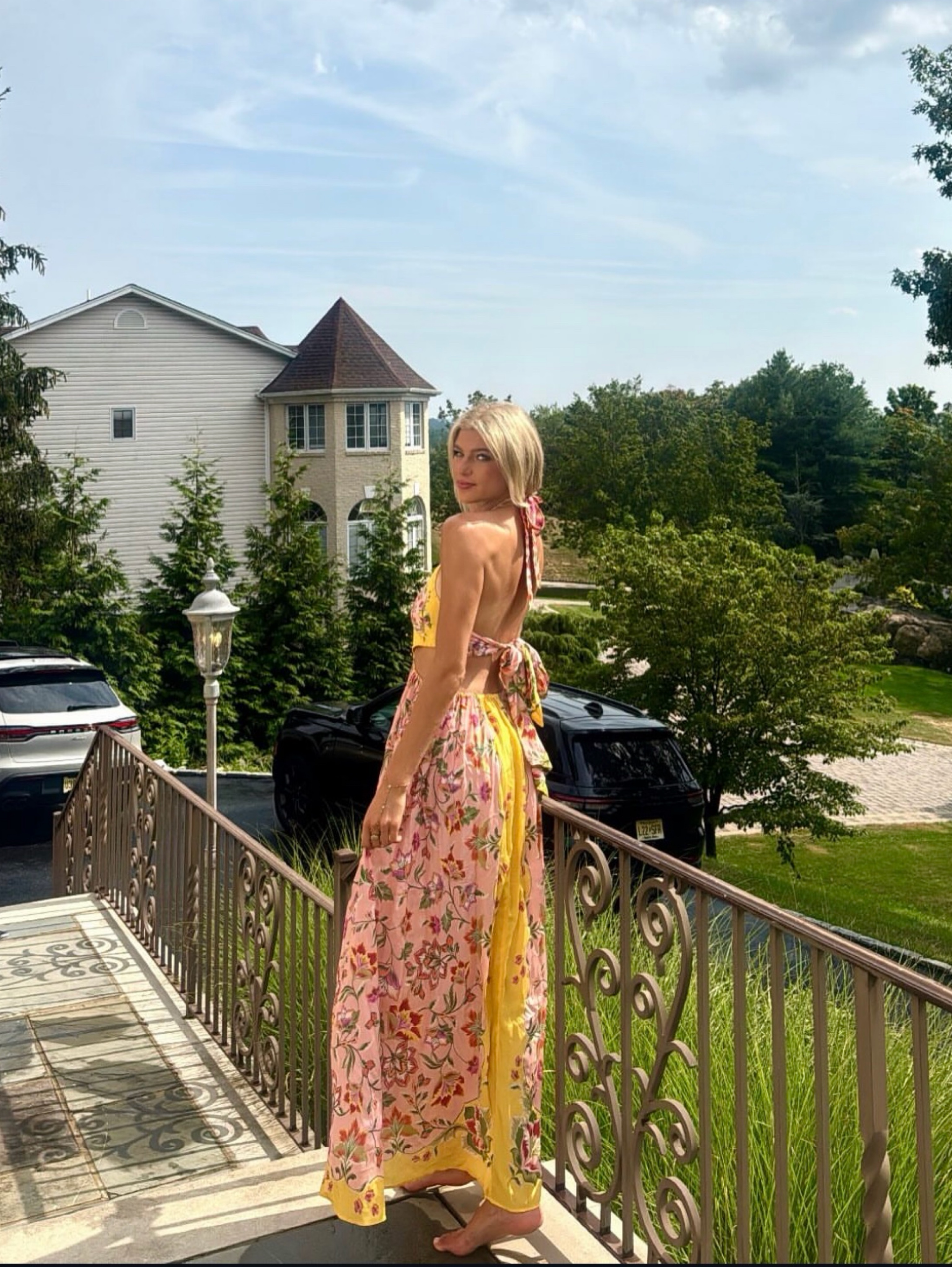 farm rio halter cover-up maxi dress Farm Rio Halter Maxi Cover-Up Dress Tropical Print Size M NWT