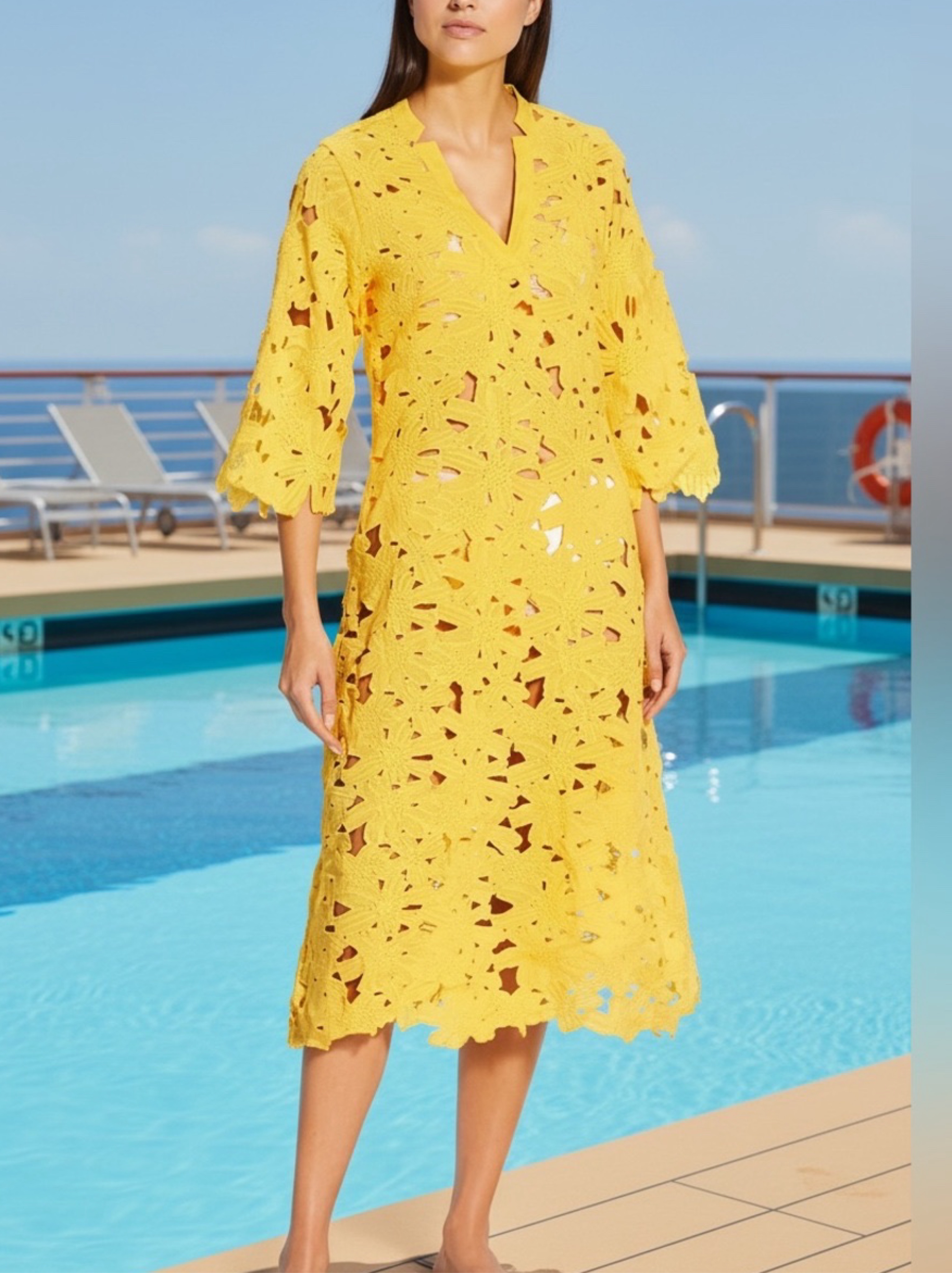 antonio melani yellow lace dress Antonio Melani Yellow Lace Ruffle Dress Size