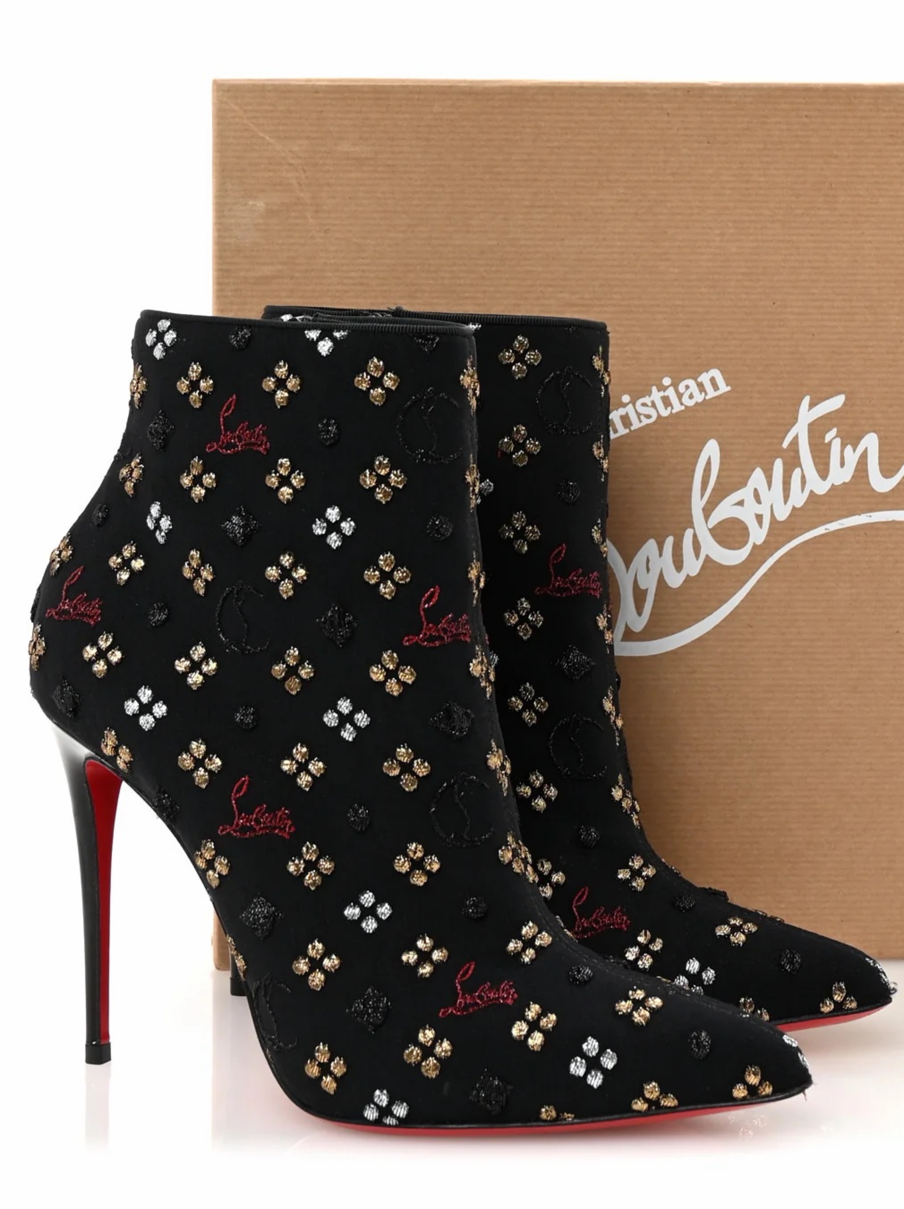 Christian Louboutin So Kate 100mm Embroidered Logo Booties