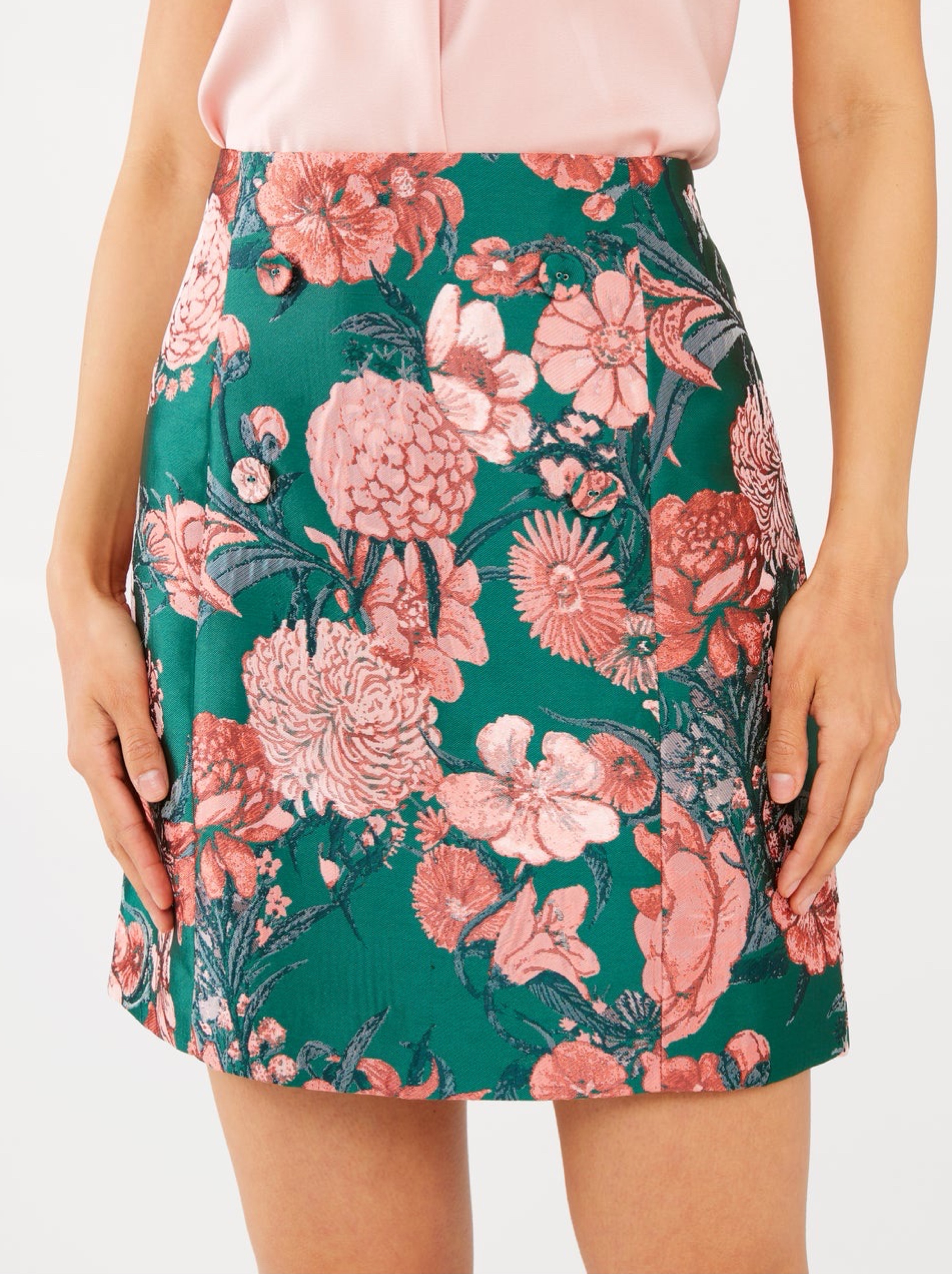 Sorority Rush Outfit / Abbey Glass Green & Pink Jessica Skirt Forest Mum Jacquard Size XS