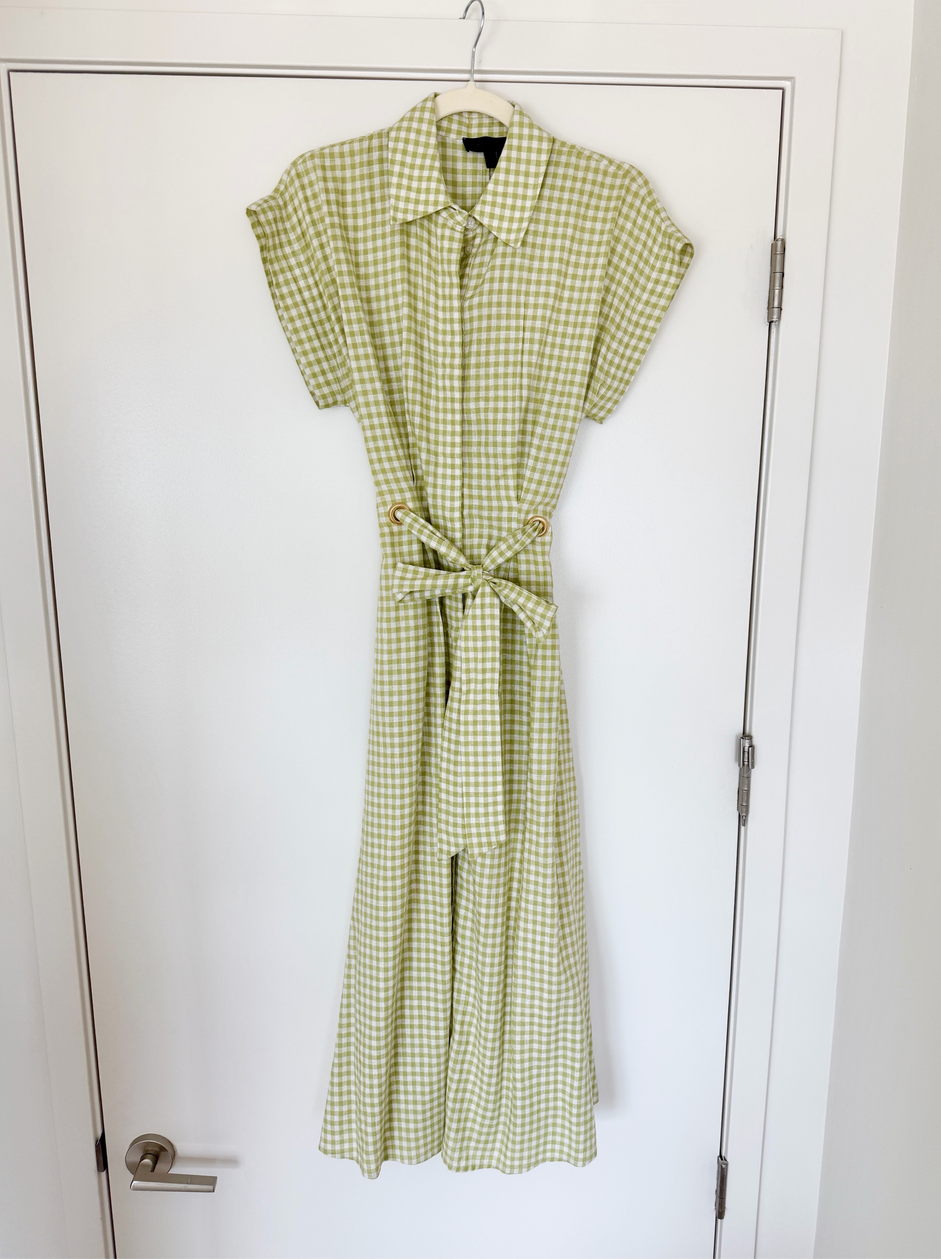 US Open / Tennis / Masters Dress / Golf Tournament Dress Green Gingham Donna Karan Midi Dress