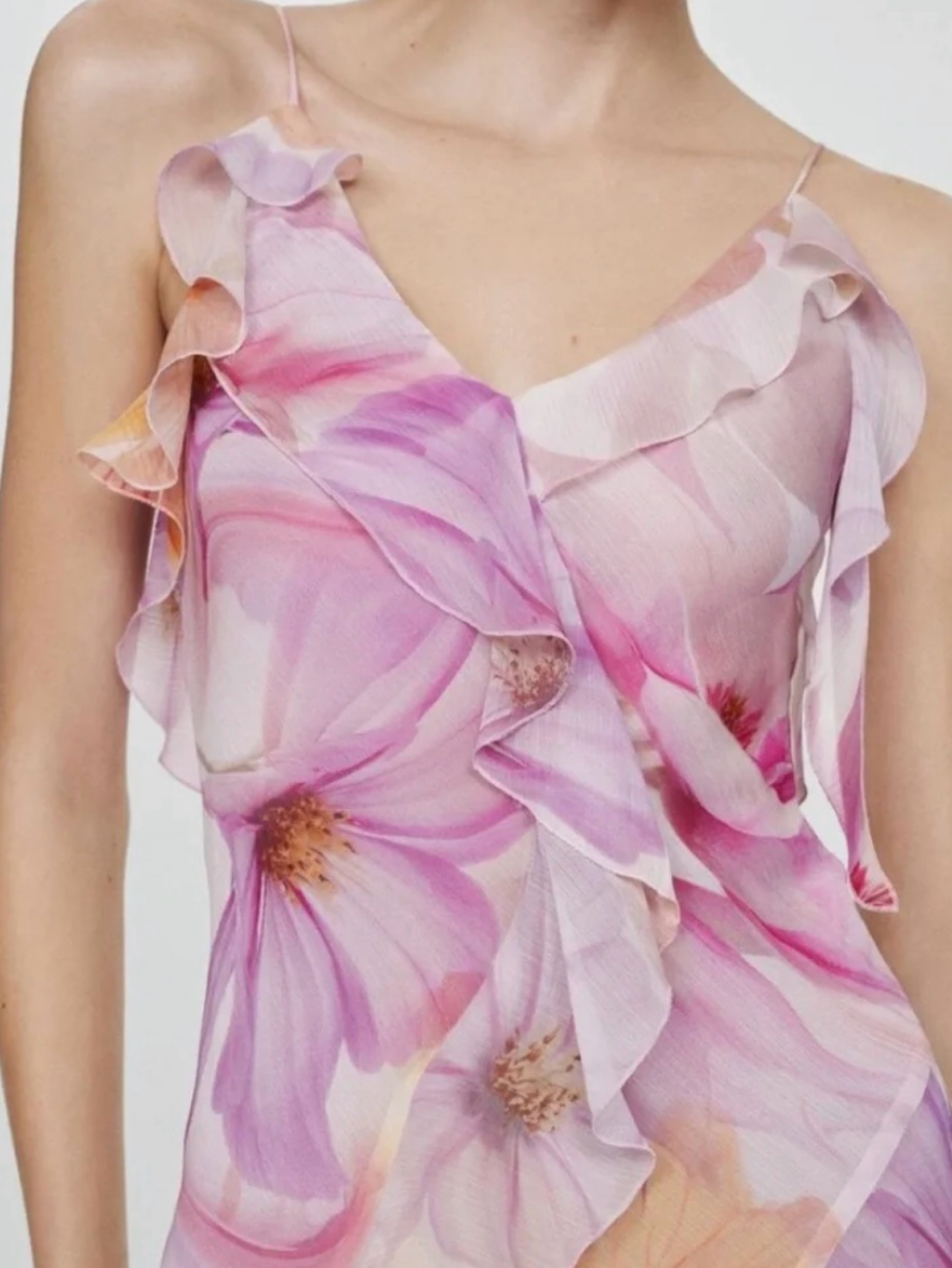 mango floral pink dress MANGO TEEN - Asymmetrical floral dress pink - XS