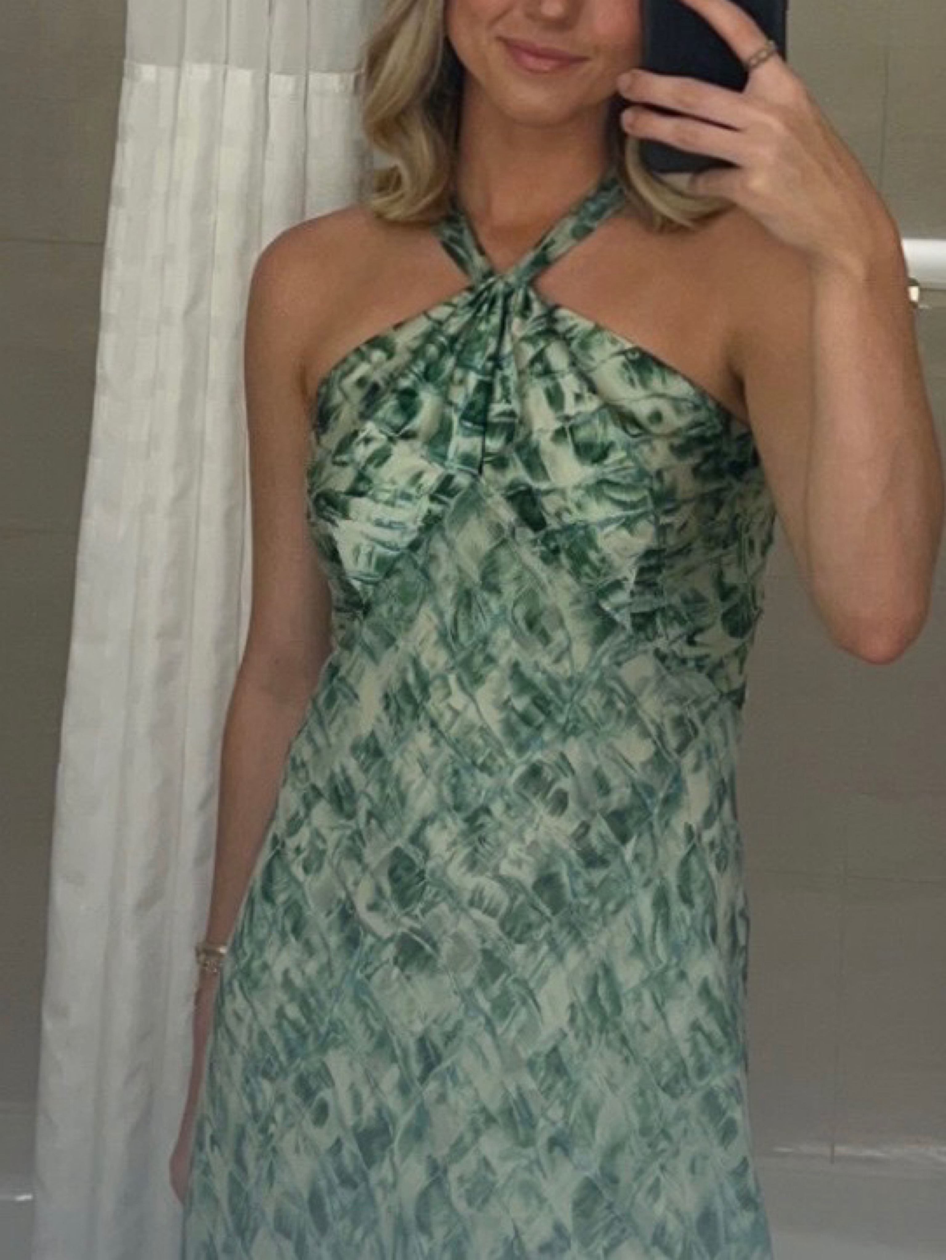 donna ricco halter dress Vintage Donna Ricco Green Satin Halter Dress by Donna Ricco
