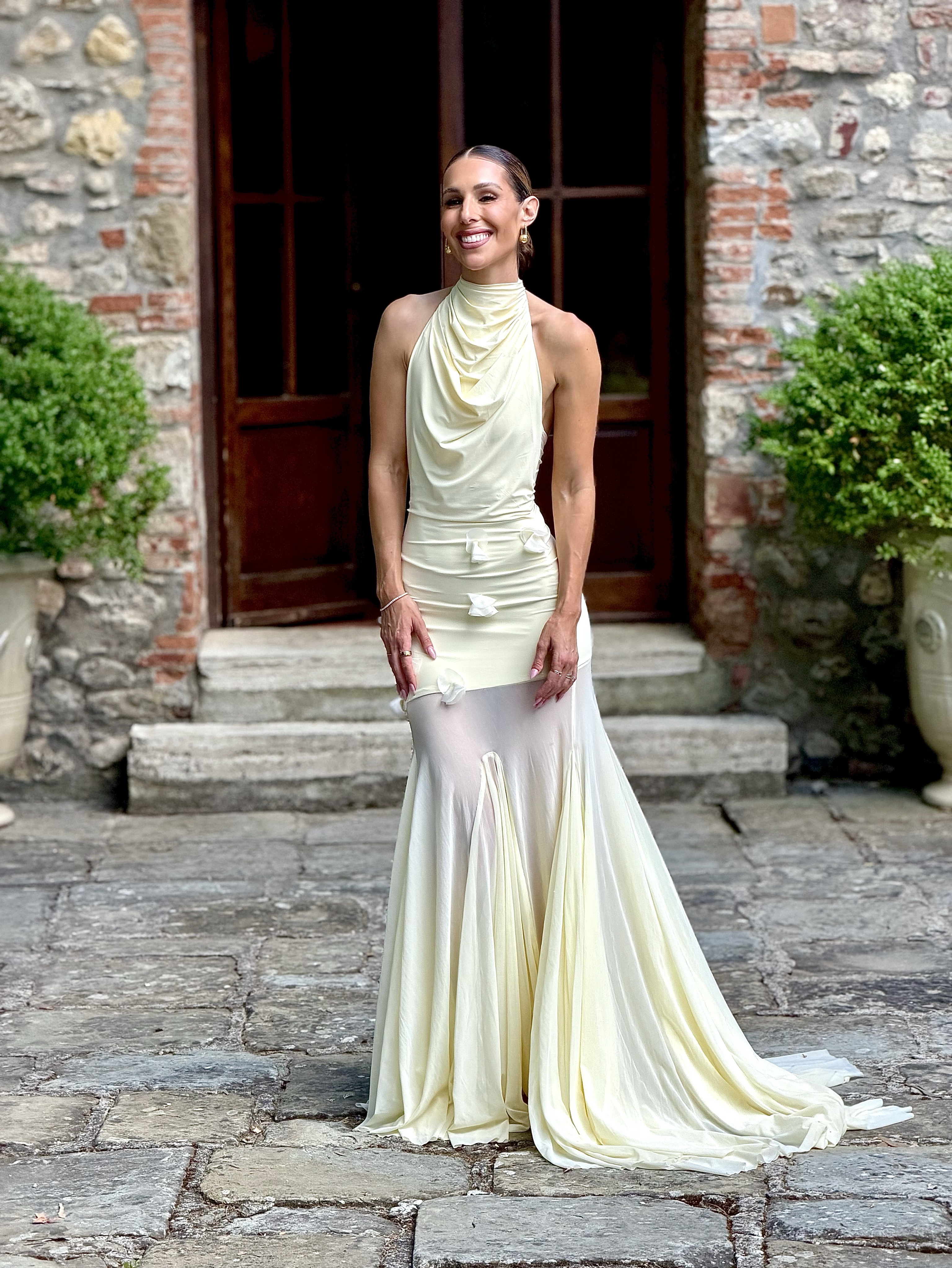 Celeste Gown in butter yellow Deme by Gabriella