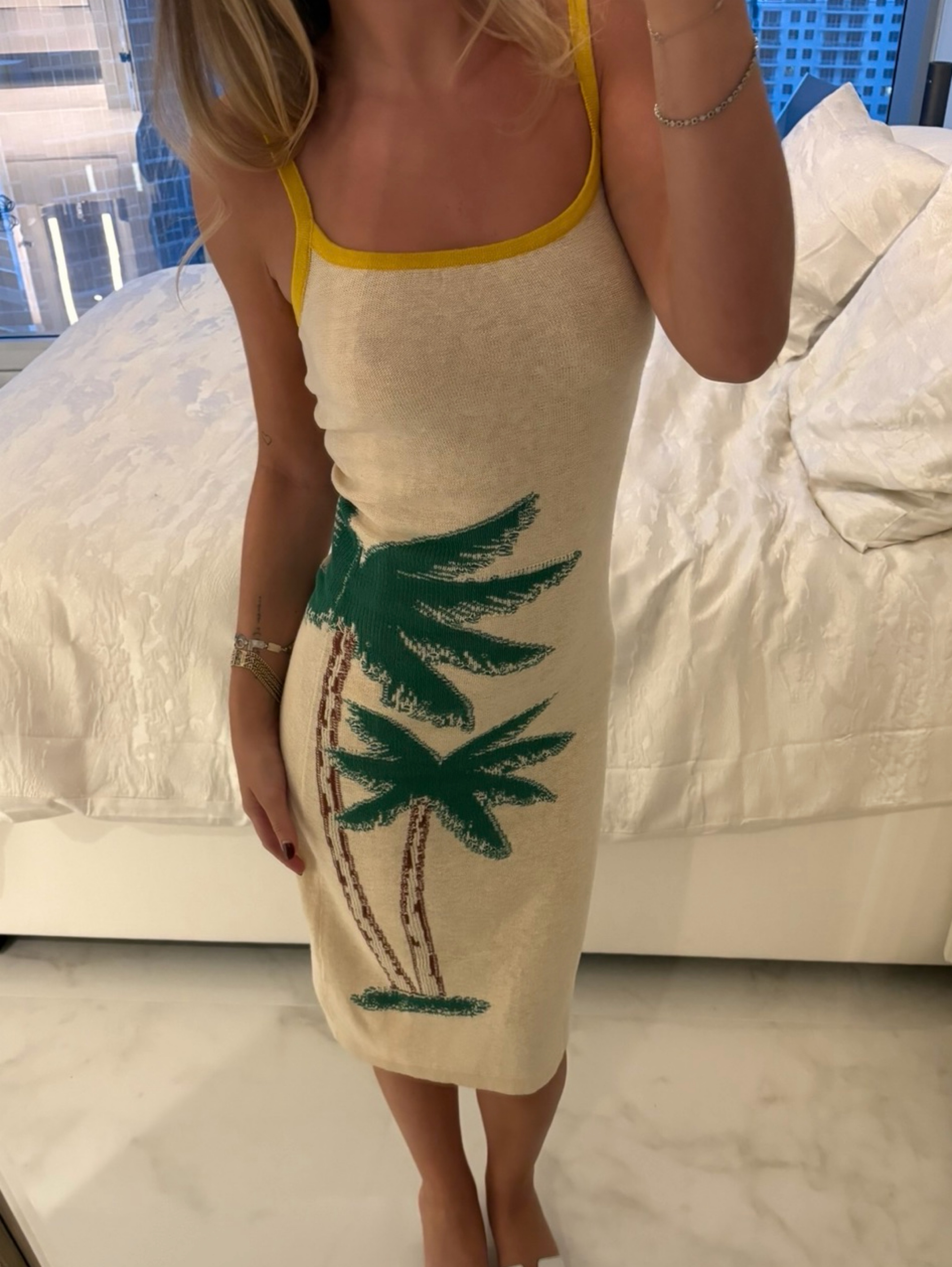 palm knit dress PLUNGE DIAMOND KNIT MAXI DRESS M