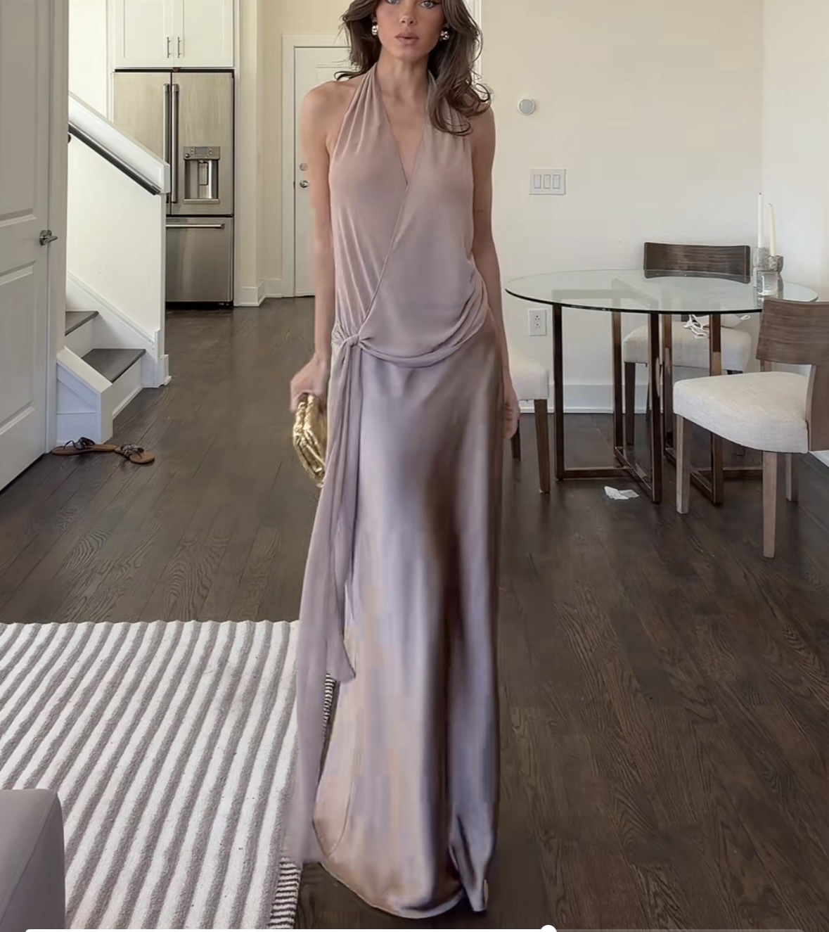 Latte Satin Halter Maxi Dress by Revolve - Pickle Latte Satin Halter Maxi Dress by Revolve - Pickle