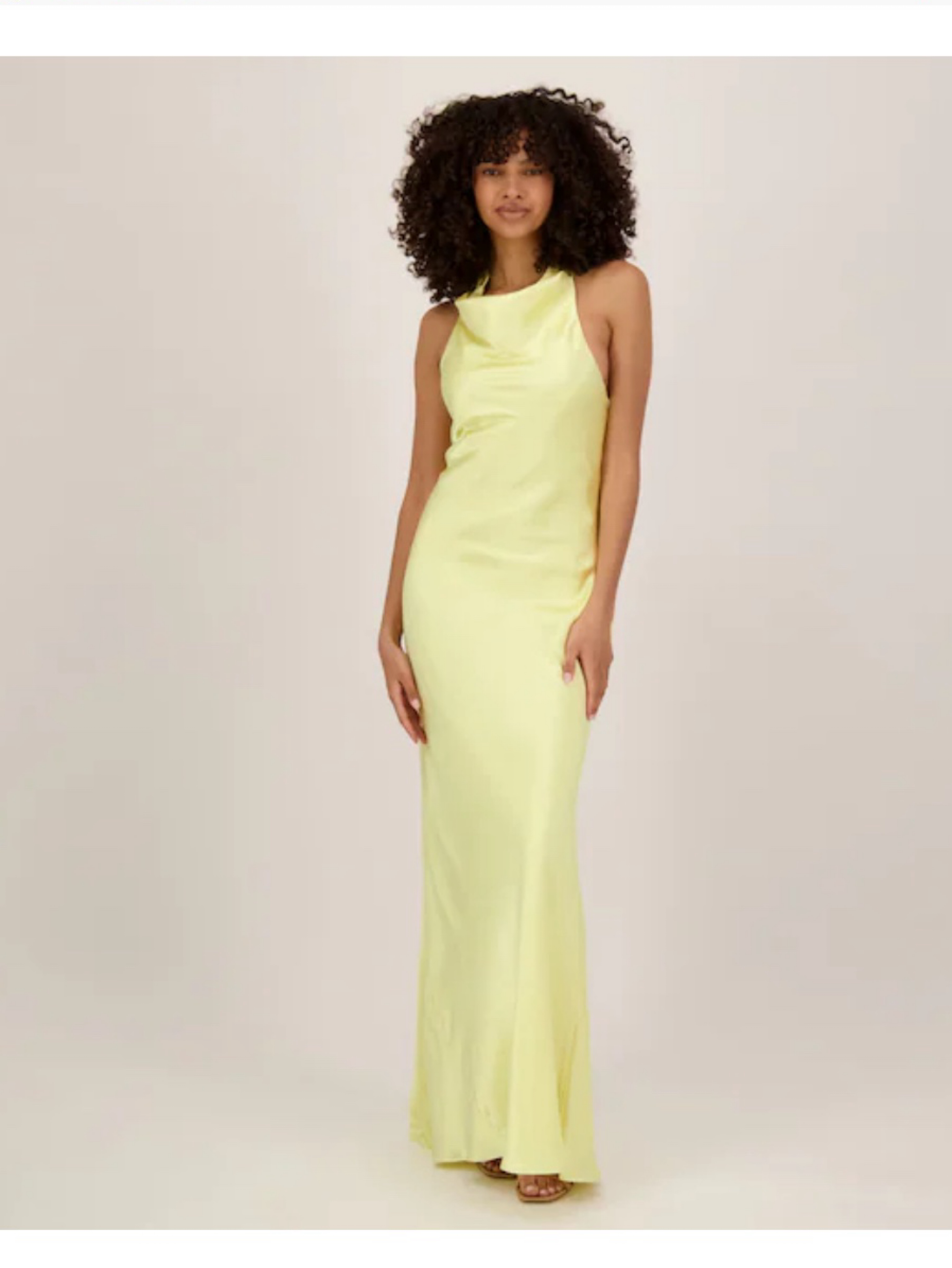 yellow satin backless maxi dress Yellow