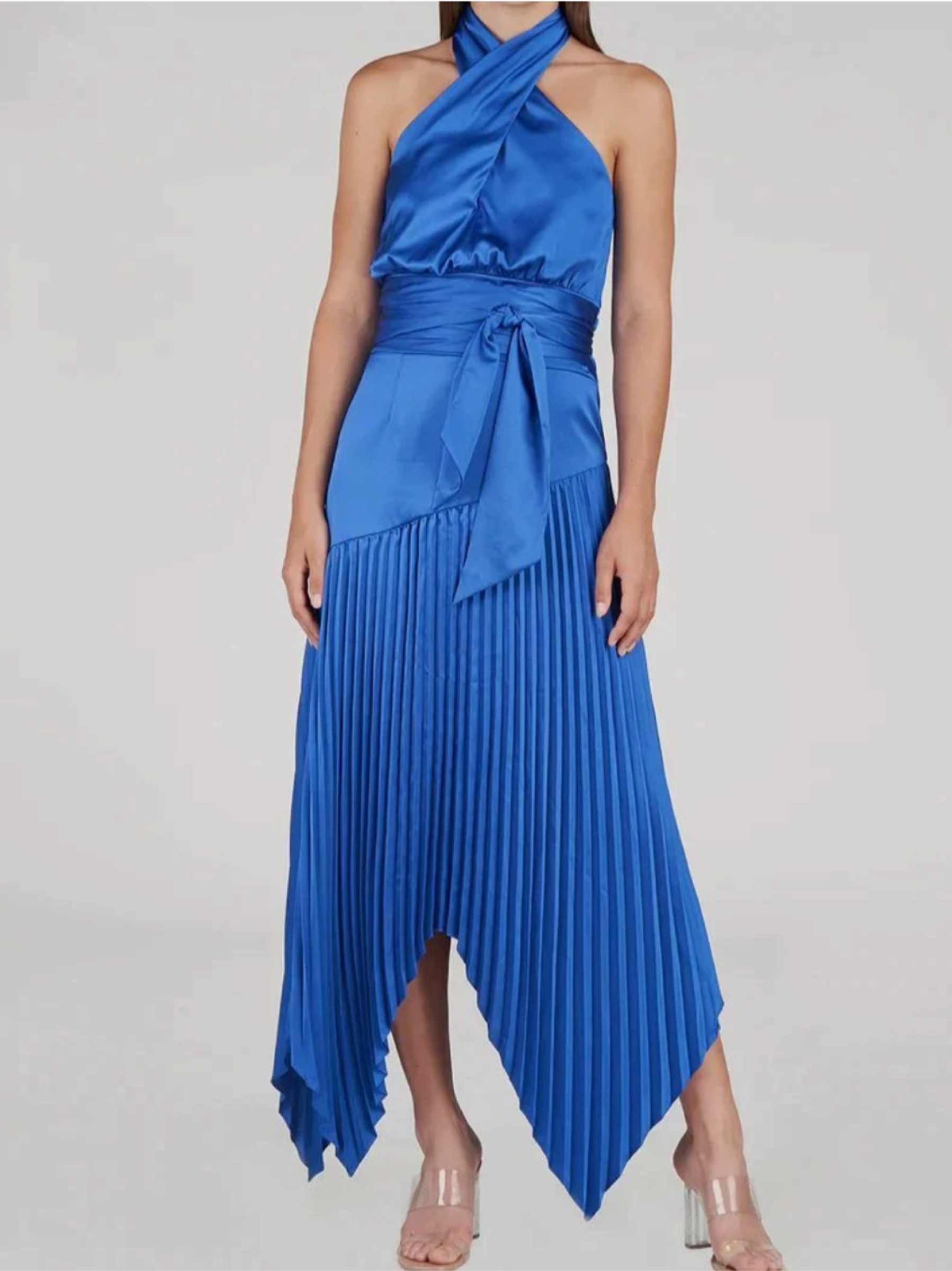 dixon halter dress amur Blue Midi by AMUR Amur navy