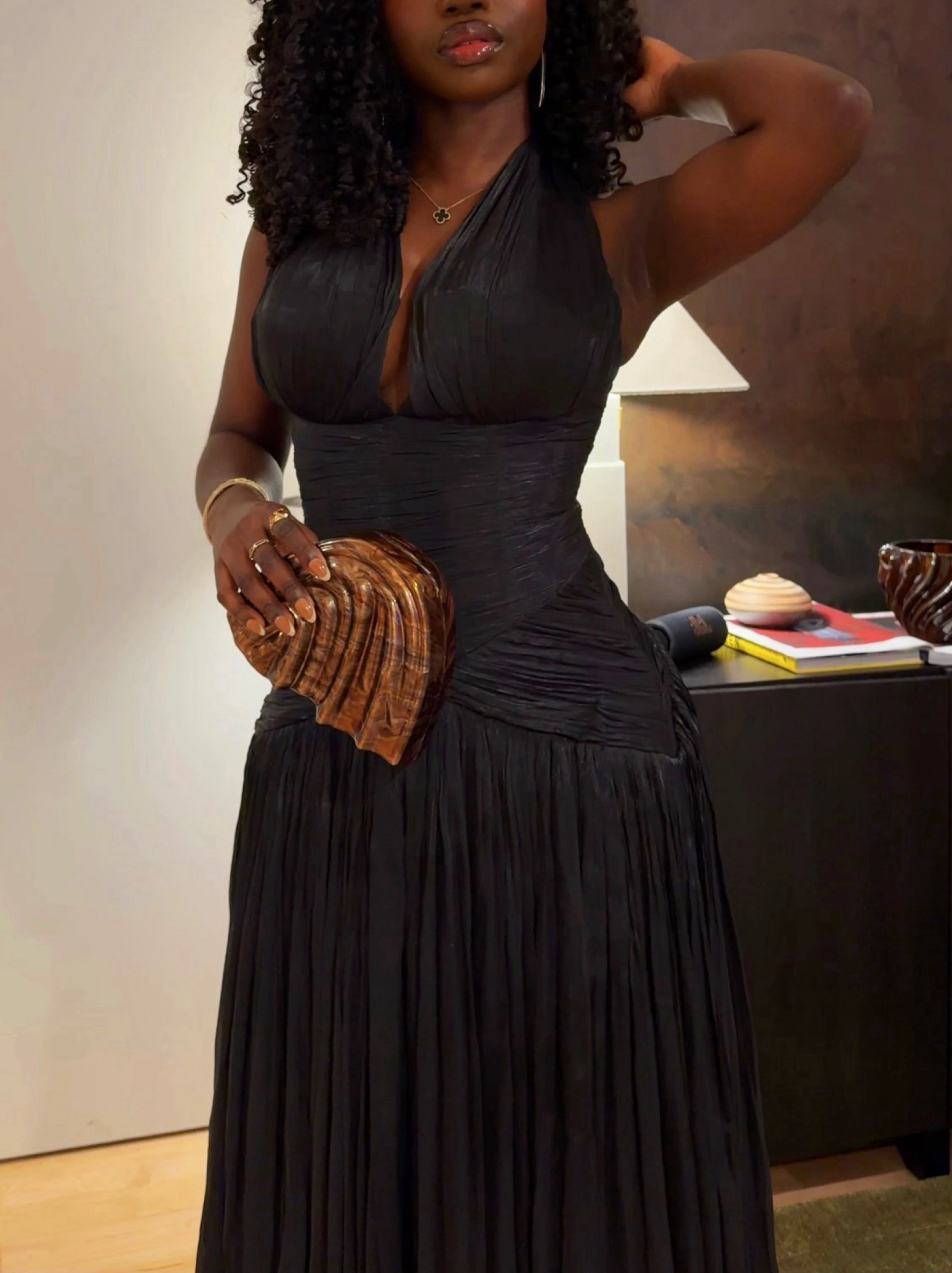 Miss Rosier Uranie Pleated Maxi Dress by Miss Rosier - Pickle