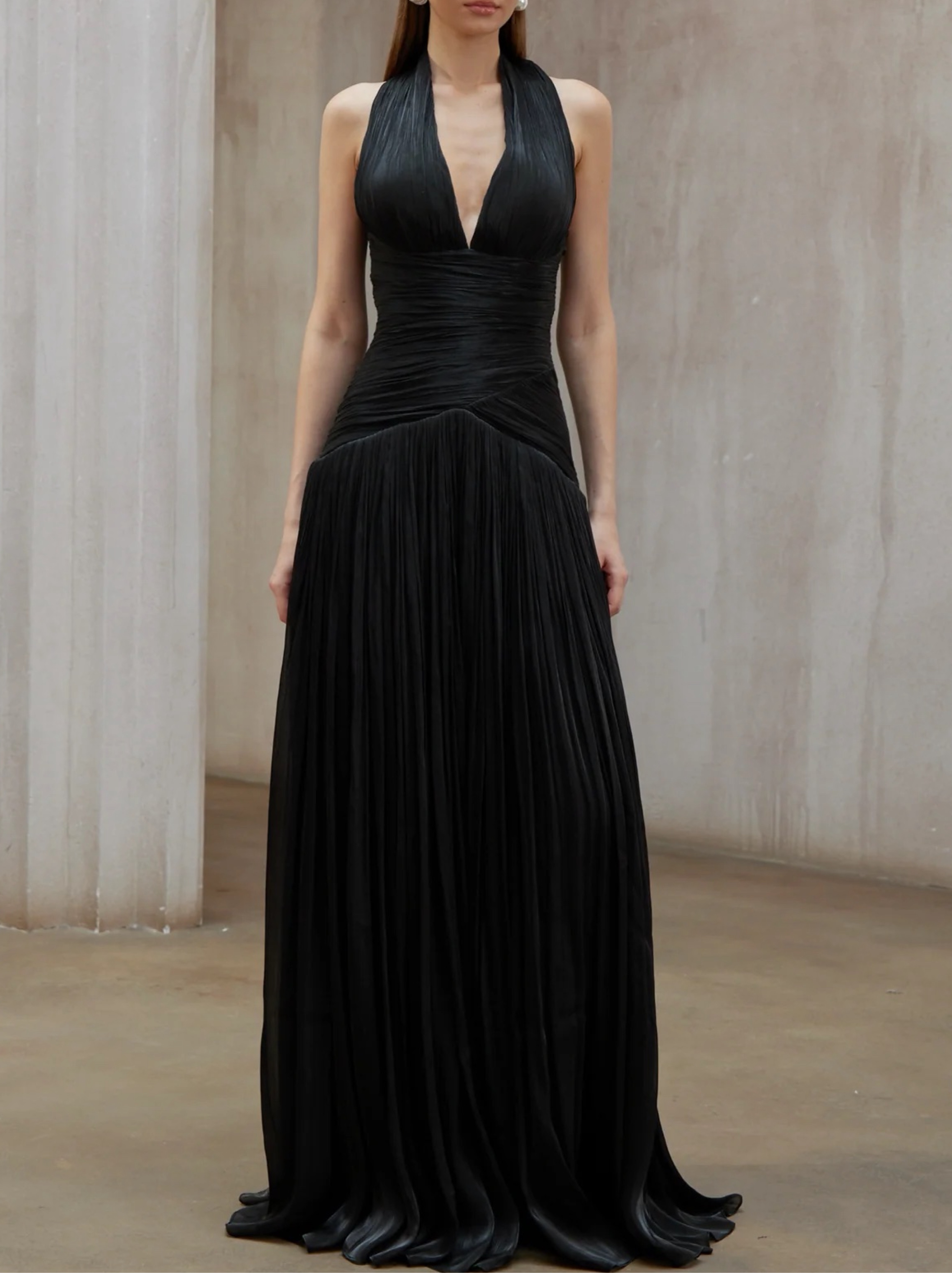 Miss Rosier Uranie Pleated Maxi Dress by Miss Rosier - Pickle