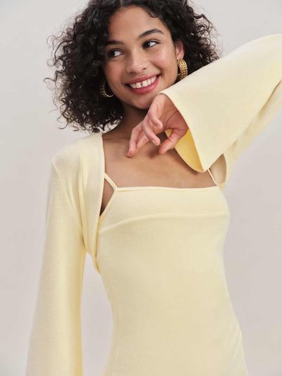 chloe knit shrug dress set Reformation Chloe Shrug Set