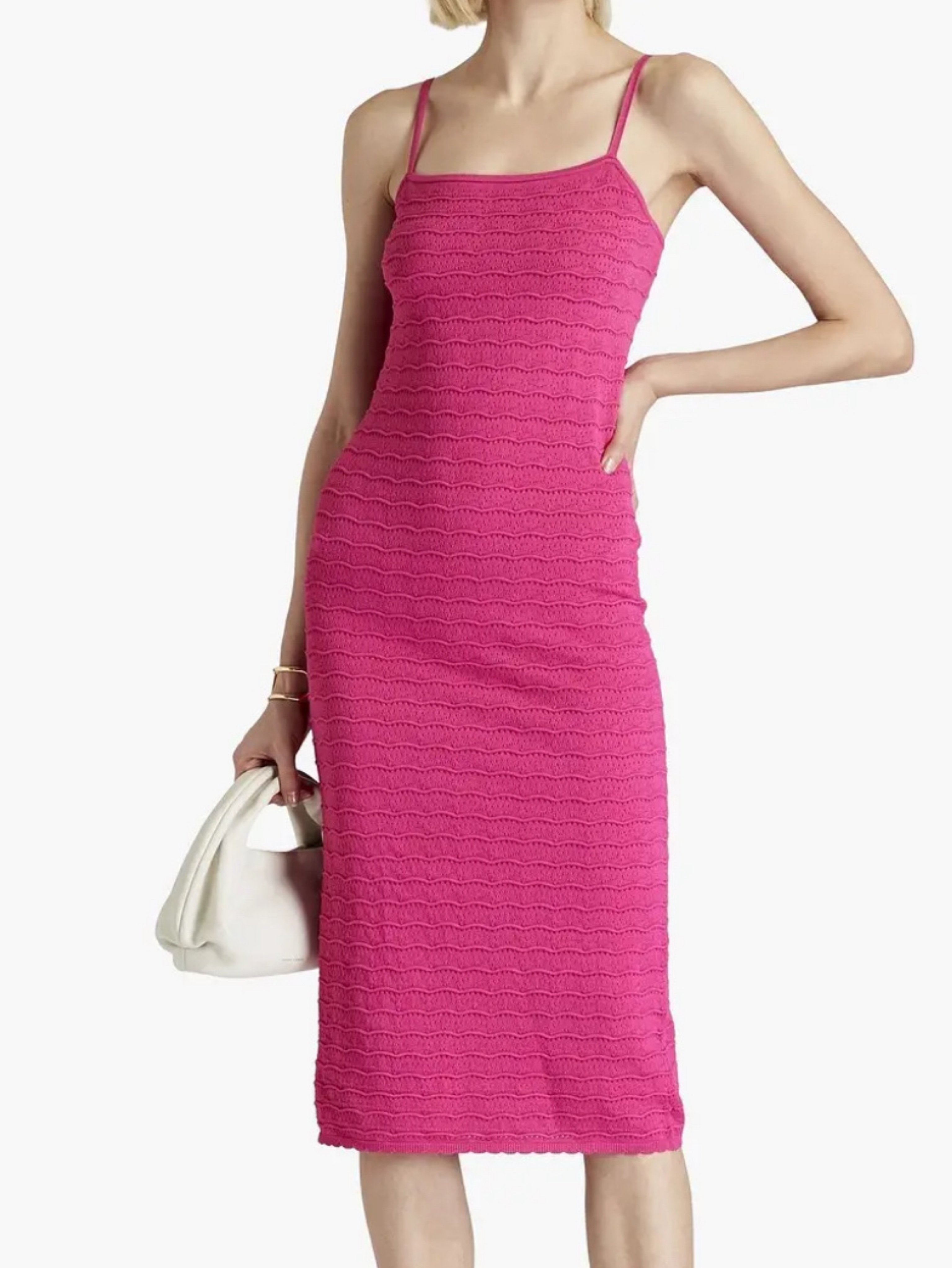 Adam Lippes Pointelle-Knit Midi Dress - Fuchsia