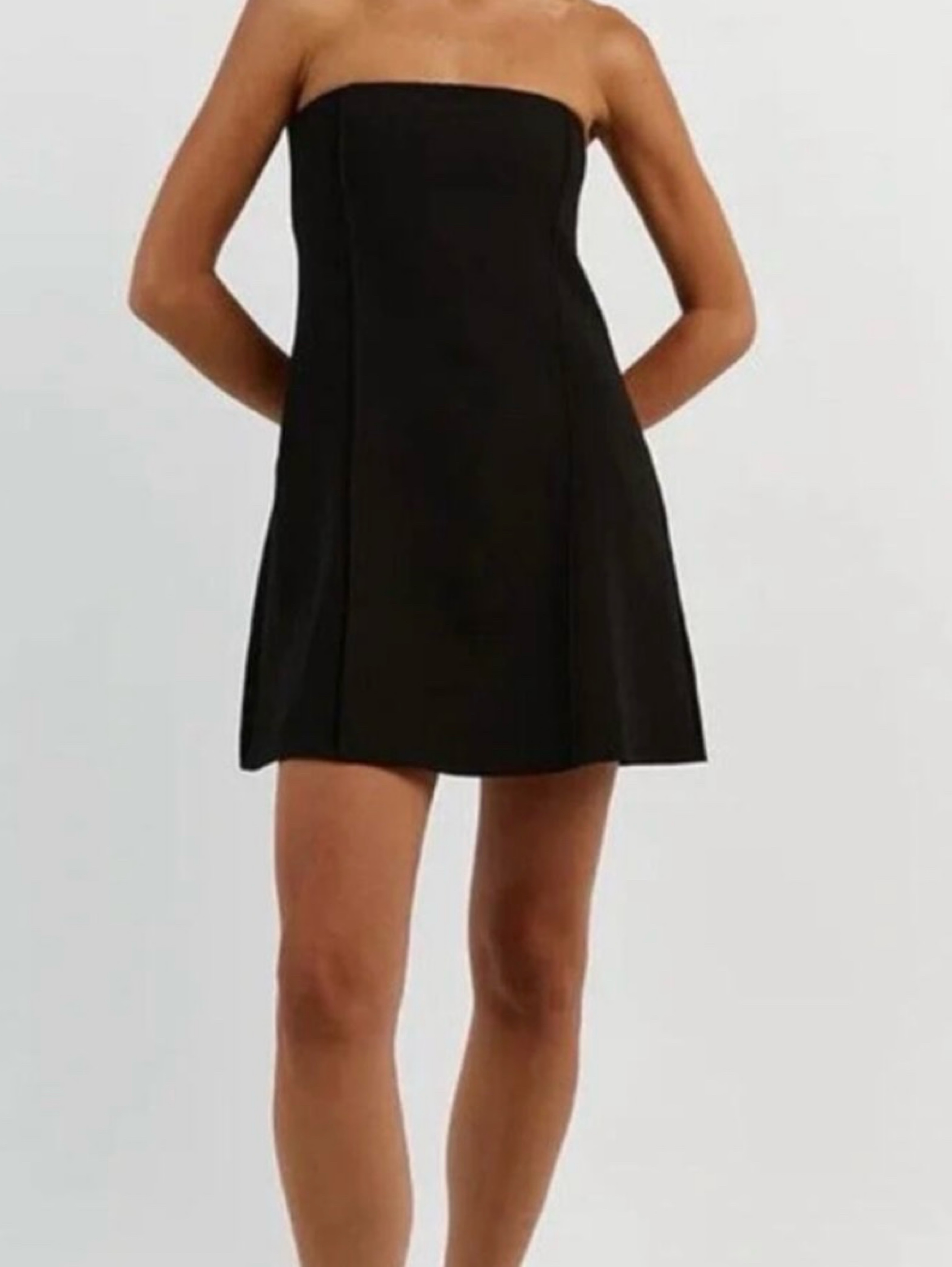 dissh strapless mini dress Dissh Dresses | Dissh Dulce Mini Dress Black Linen Short Strapless Tube Layered Zip 34 5712 | Color: Black | Size: 2