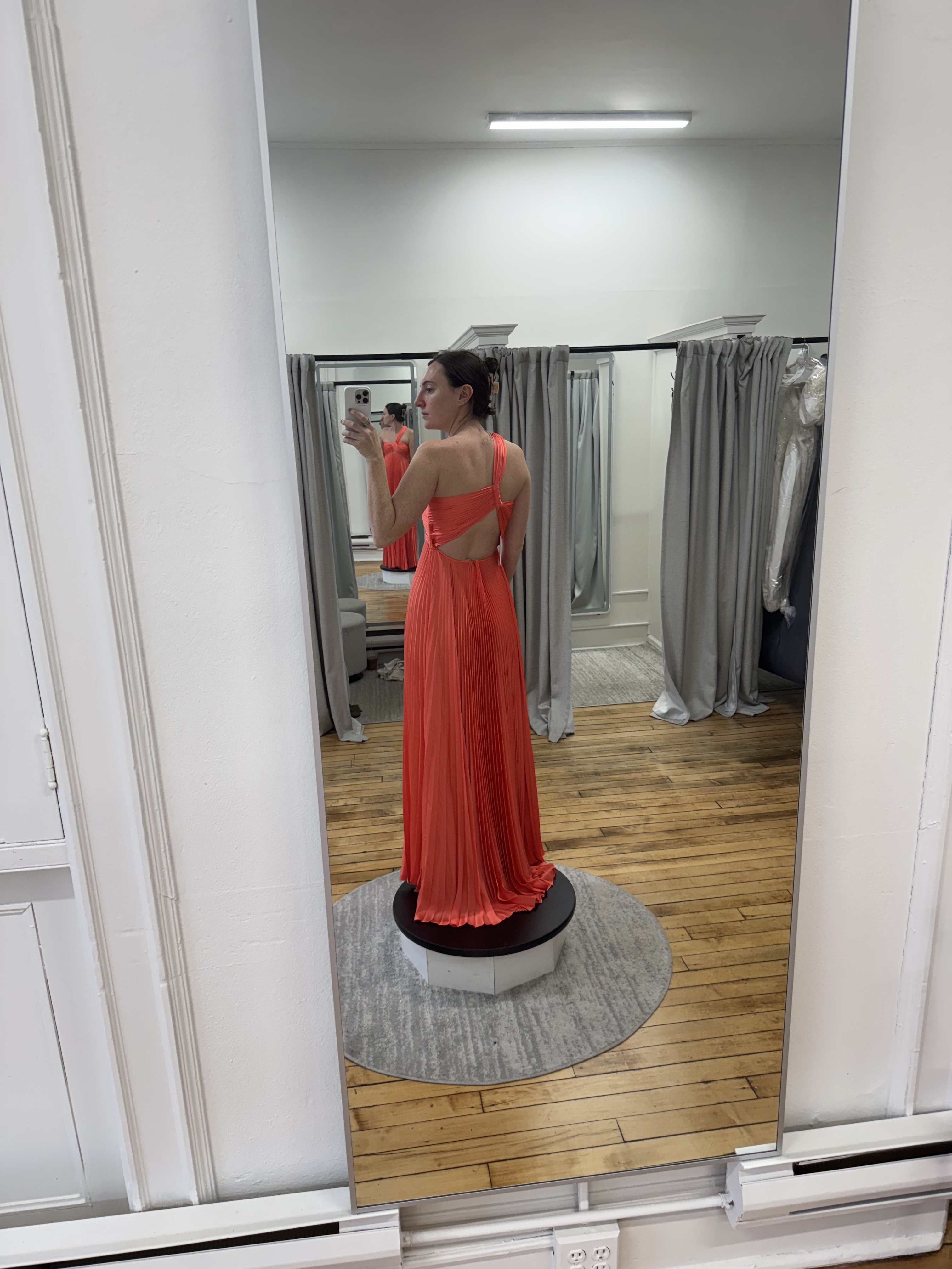 alc one shoulder pleated dress A.L.C. Orange Pleated One Shoulder Dress by ALC