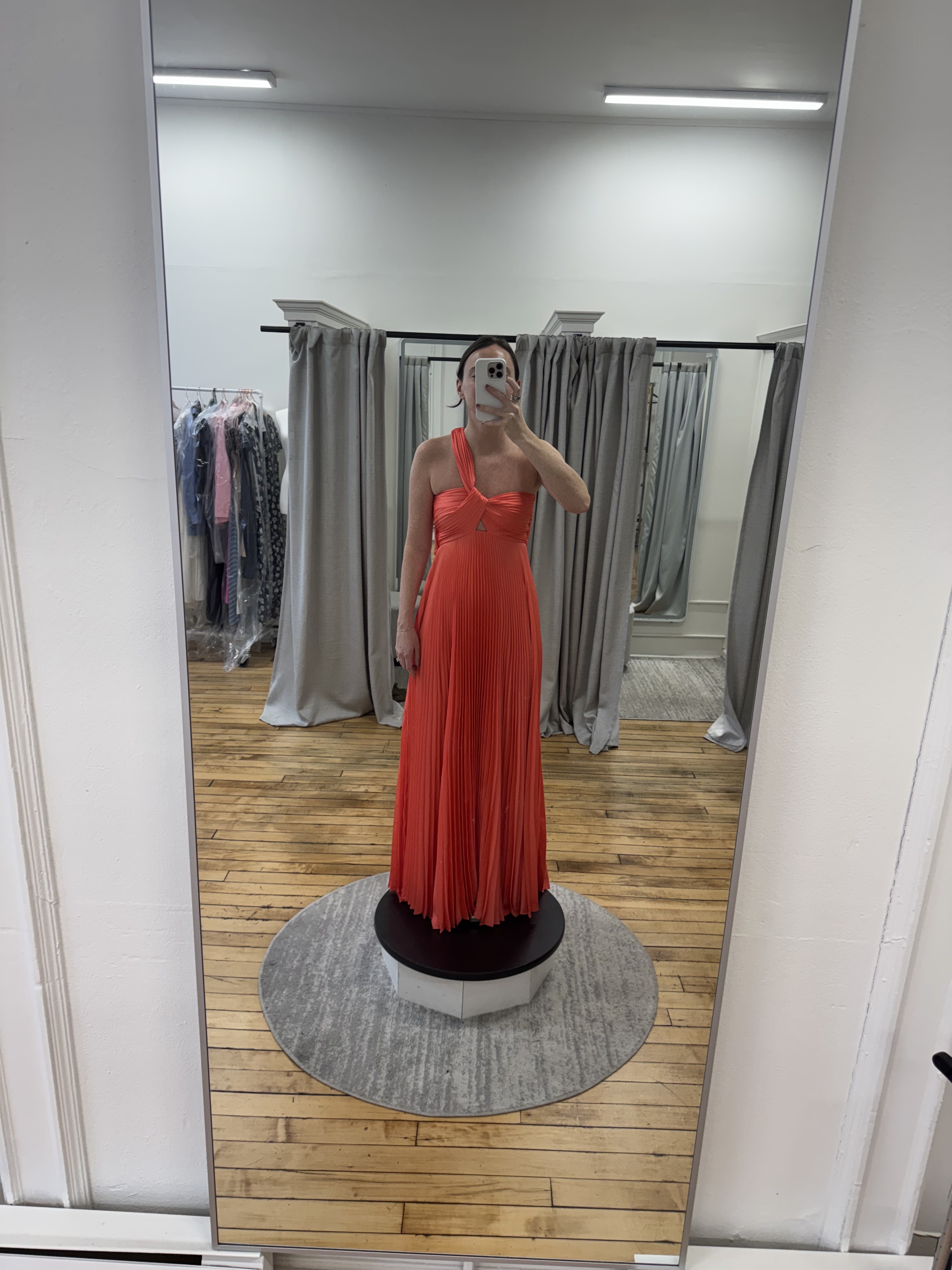 ALC Nessa Pleated One-Shoulder Maxi Dress by ALC - Pickle