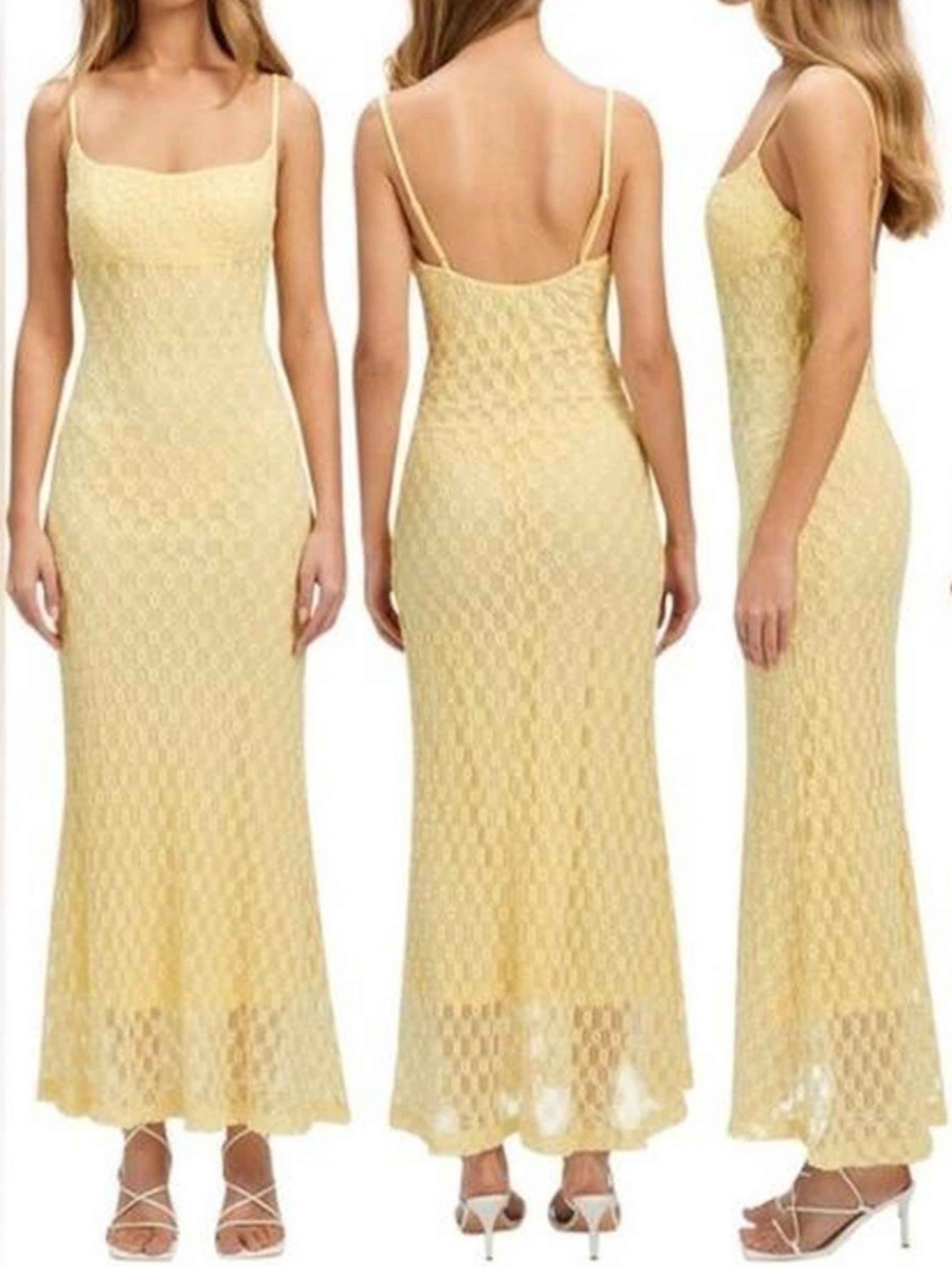 Bardot yellow maxi dress with little flower details xs