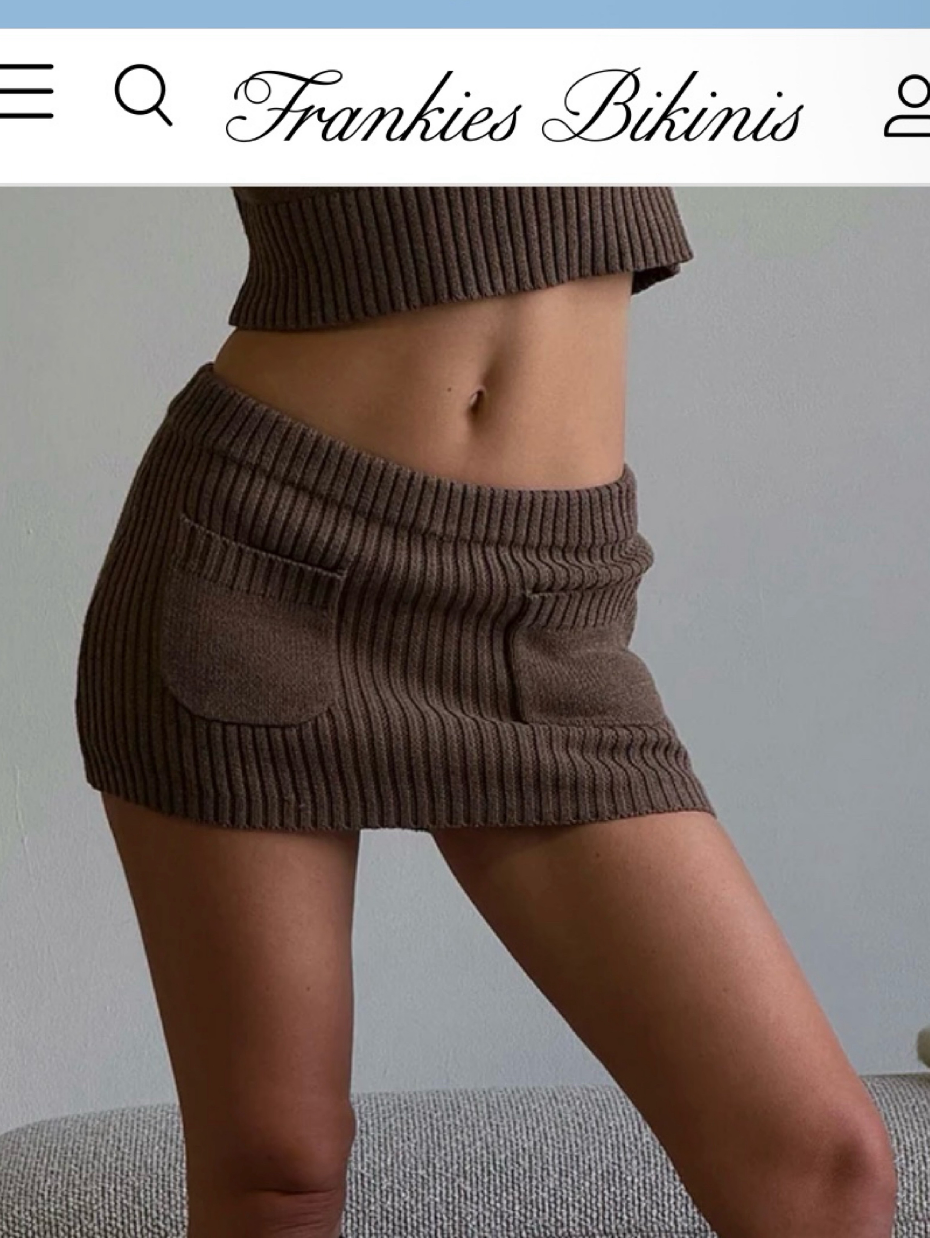 Frankie’s bikini brown knit mini skort with pockets