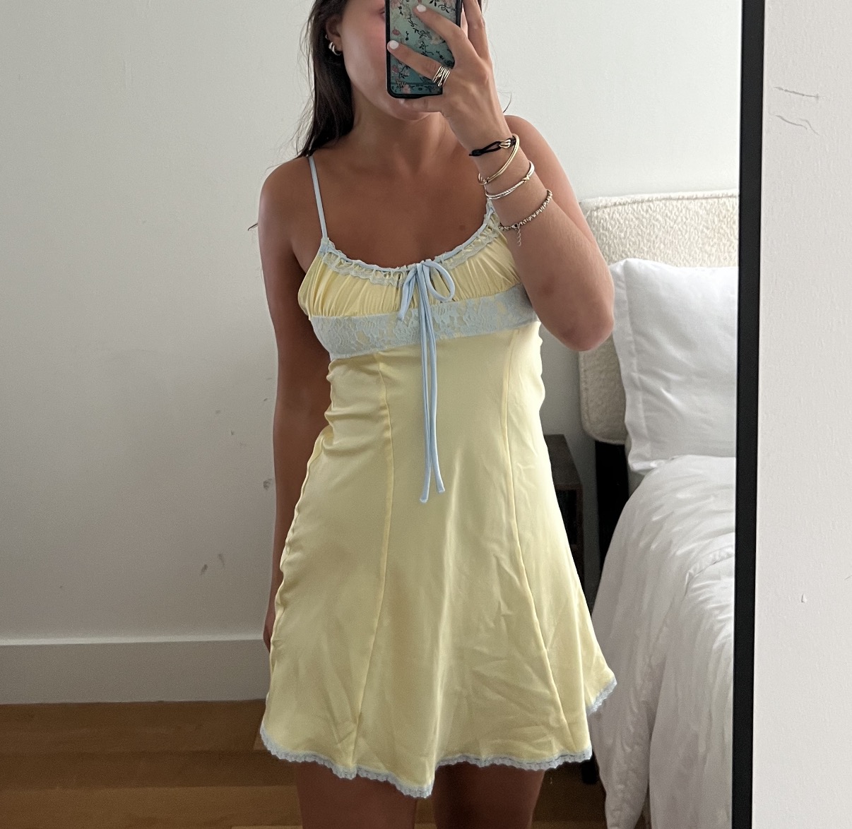 Yellow Lace Trim Babydoll Slip Dress by Victoria's Secret - Pickle Yellow Lace Trim Babydoll Slip Dress by Victoria's Secret - Pickle
