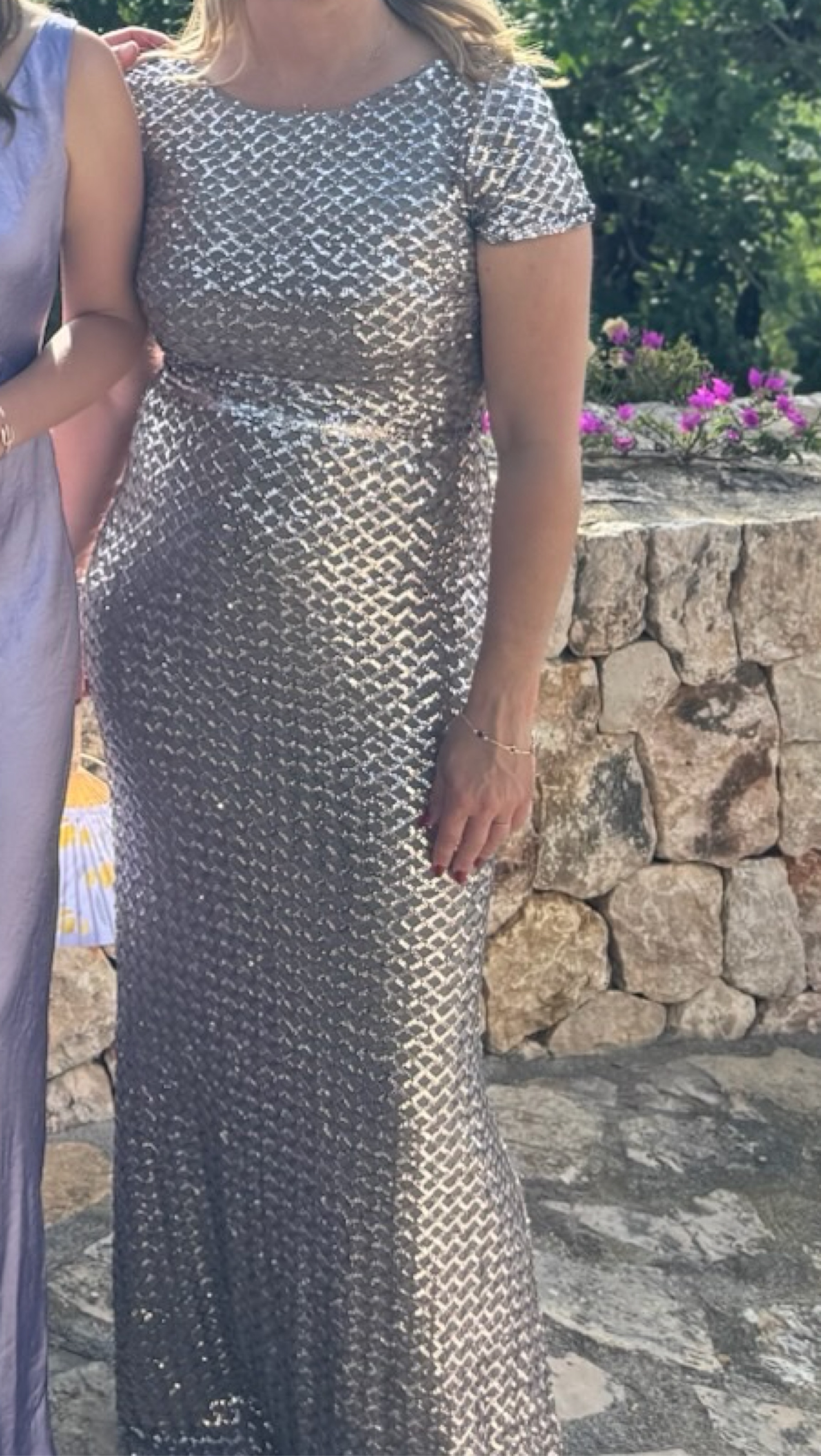 bloomingdales aqua sequin dress Belted Sequin Gown
