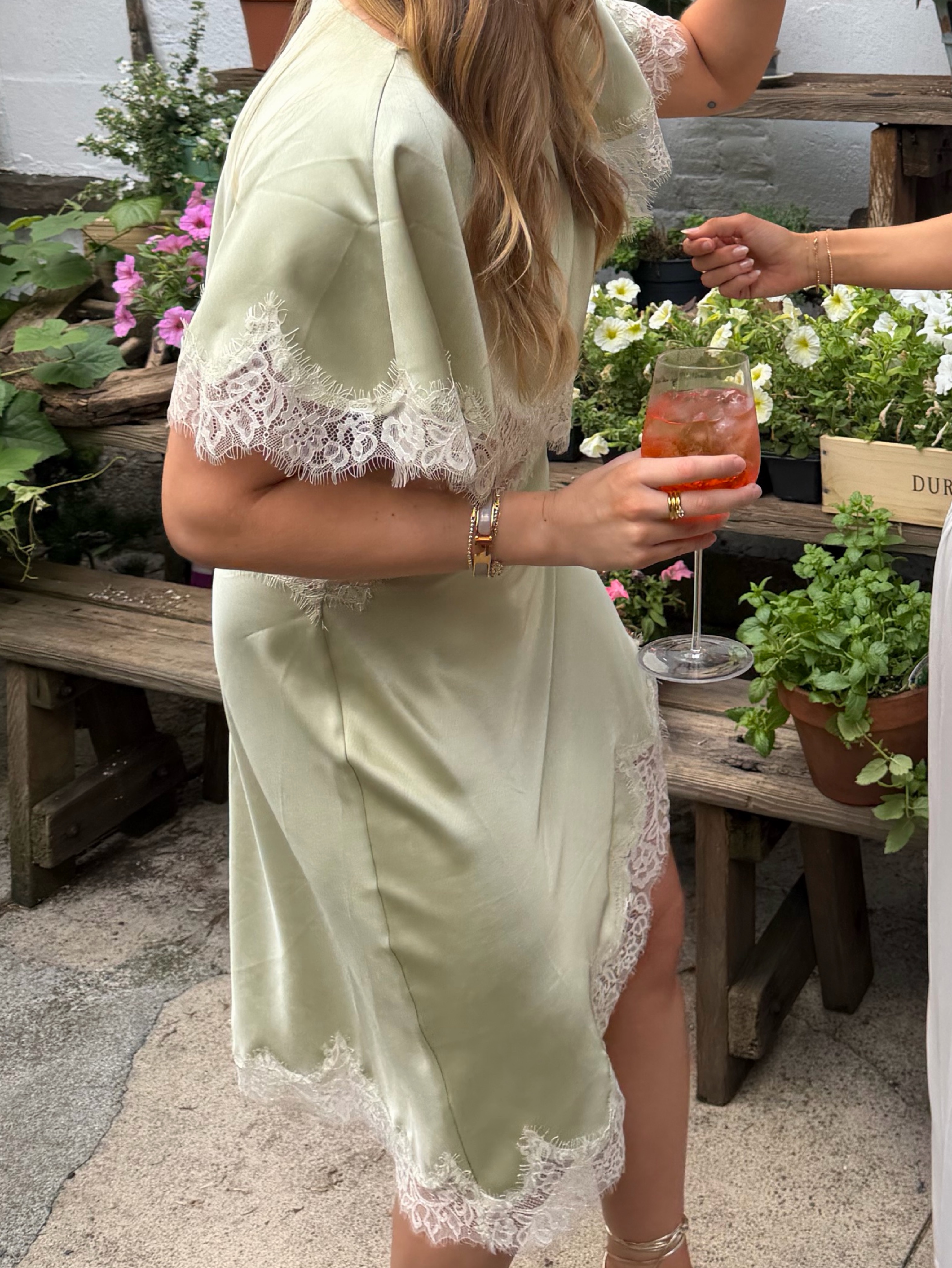 pale green midi dress Petal and Pup Women's Pontee One Shoulder Pleated Midi Dress
