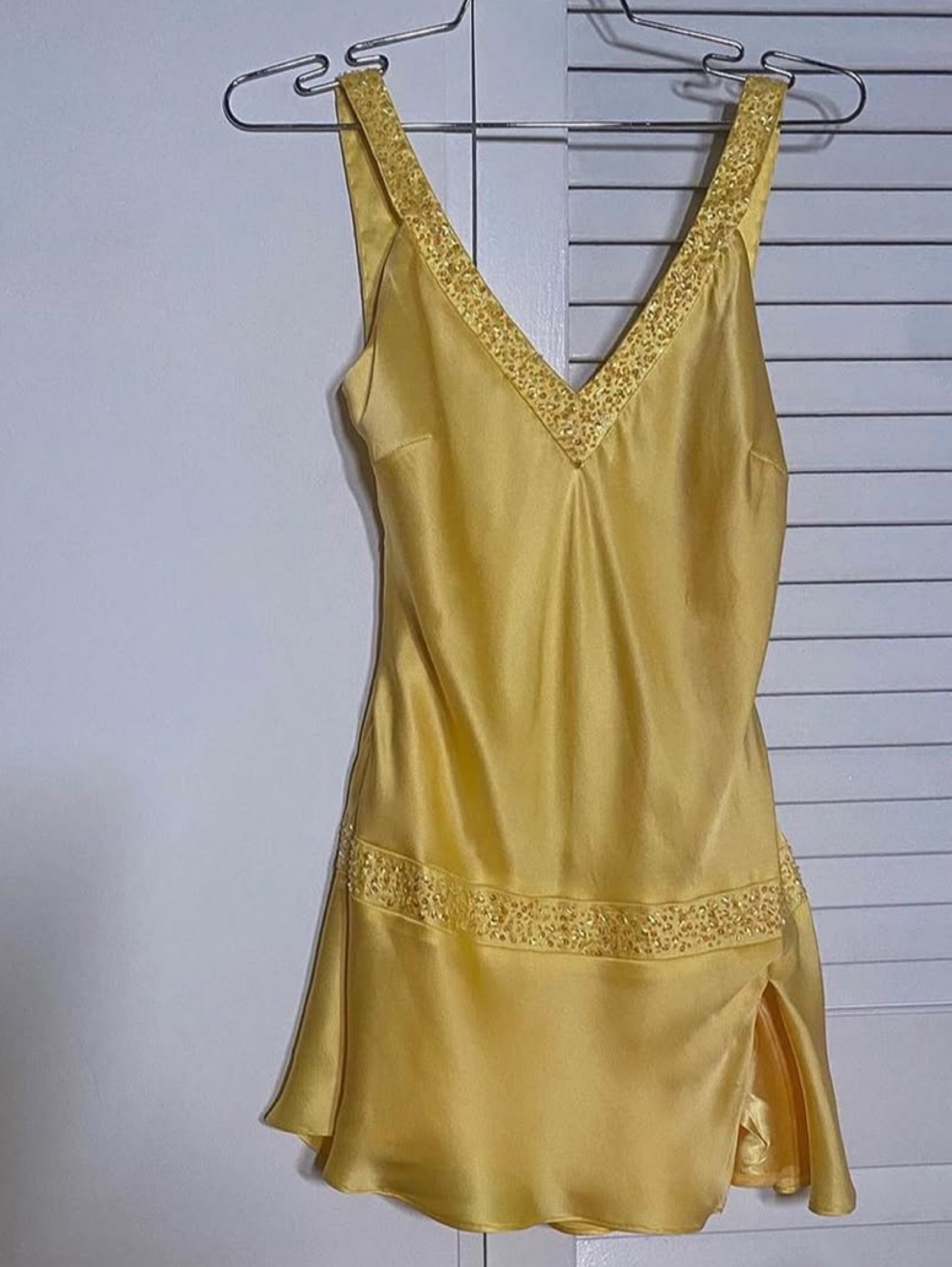 gold sequin slip dress Satin Mini by Handmade LowStock:43289254527027