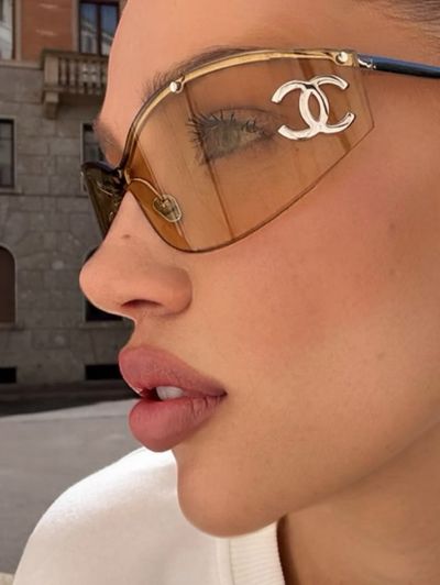 Chanel Gold Tinted Shield Sunglasses by Chanel | Pickle