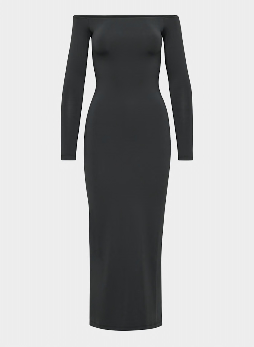 aritzia black midi dress Aritzia Wilfred Women's Saturn Midi Dress in Black