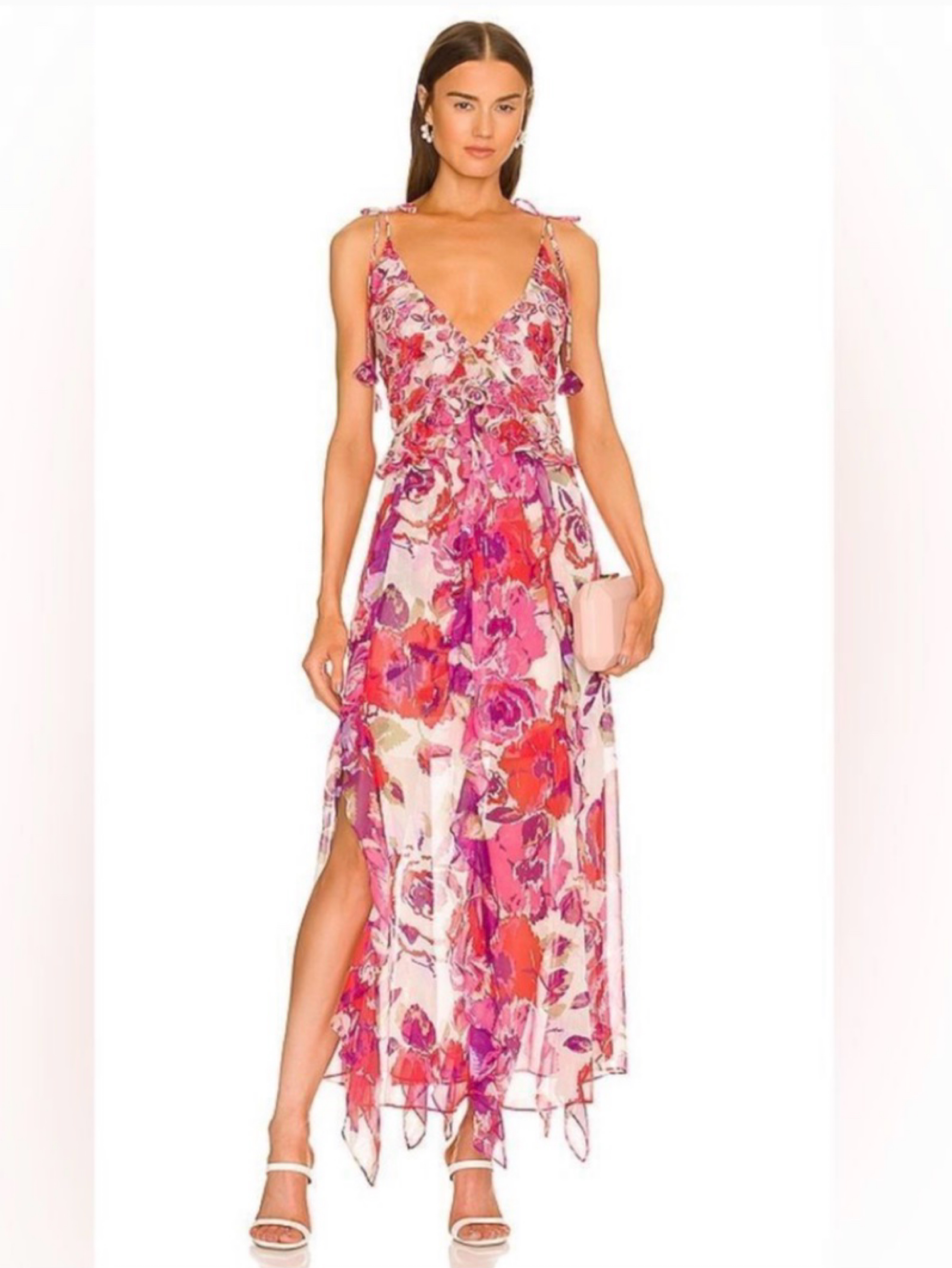 misa los angeles pink floral dress MISA Los Angeles Kidada Dress in Blushing Flora