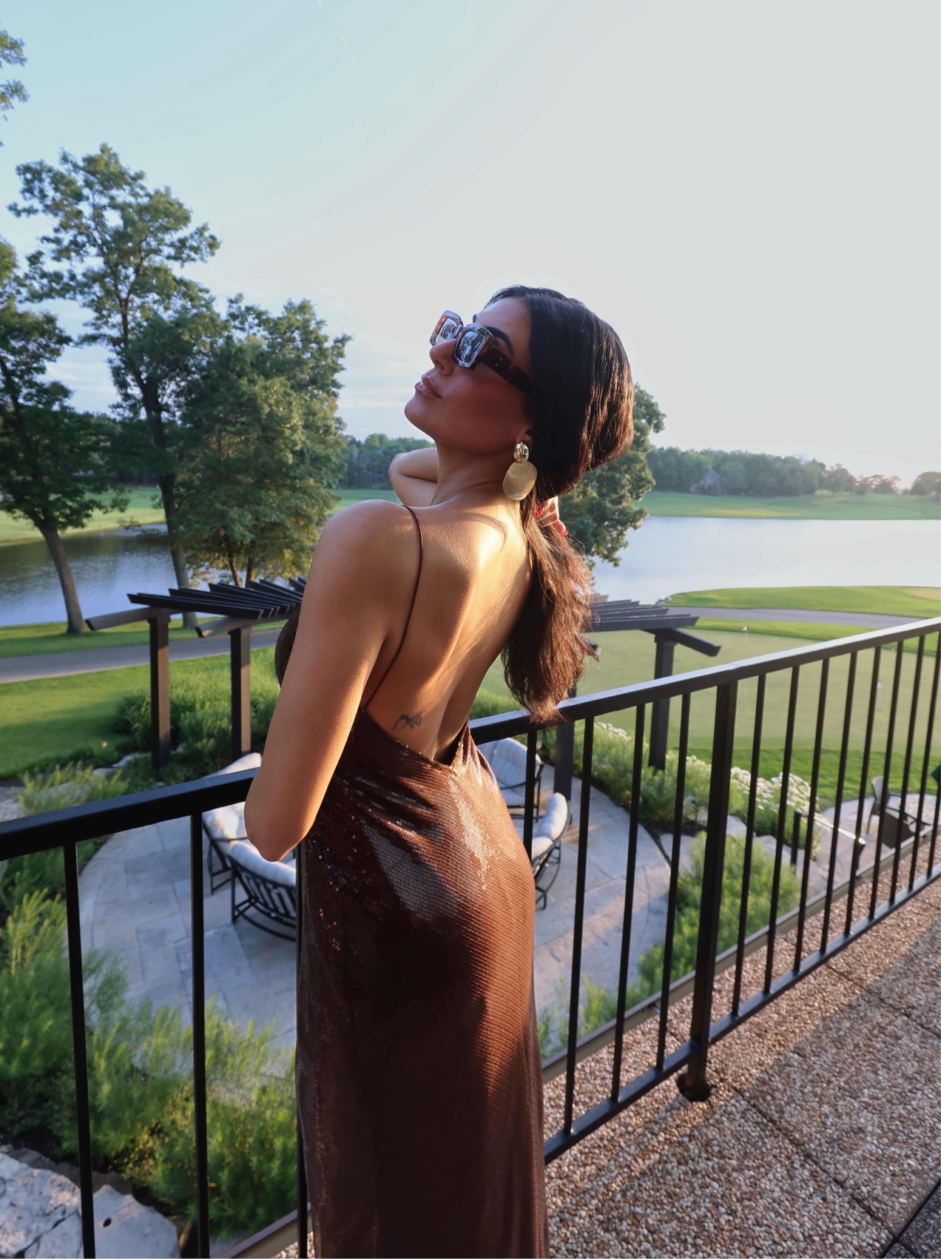 brown backless mini dress Brown Sequin Backless Mini Dress by Bydee