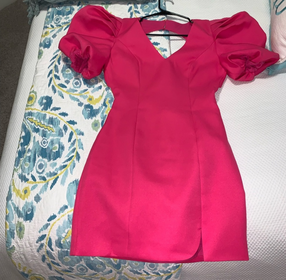 halter hot pink dress Cute Short Hot Pink Halter Homecoming Dress – FancyVestido main image 0