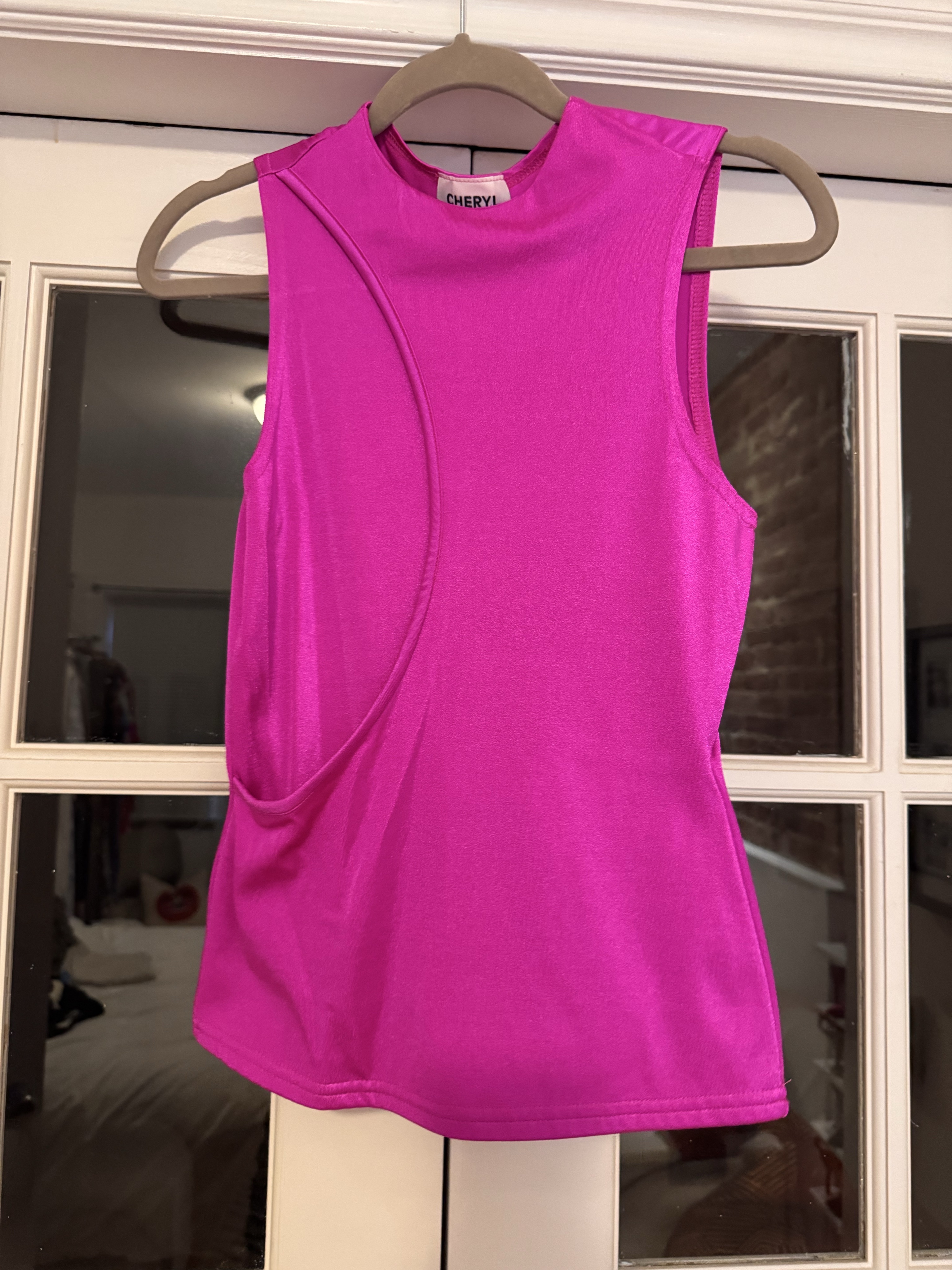 Hot pink Key Hole Tank Top by Cheryl Creations