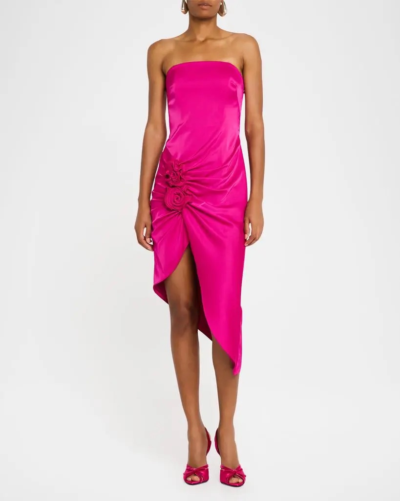 Liv Foster Satin Rosette Midi Dress