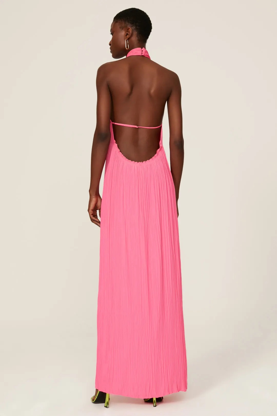 alc pink halter dress A.L.C. Pink Paisley Silk Elara Tiered Halter Maxi Dress Size 6 Feminine Wedding