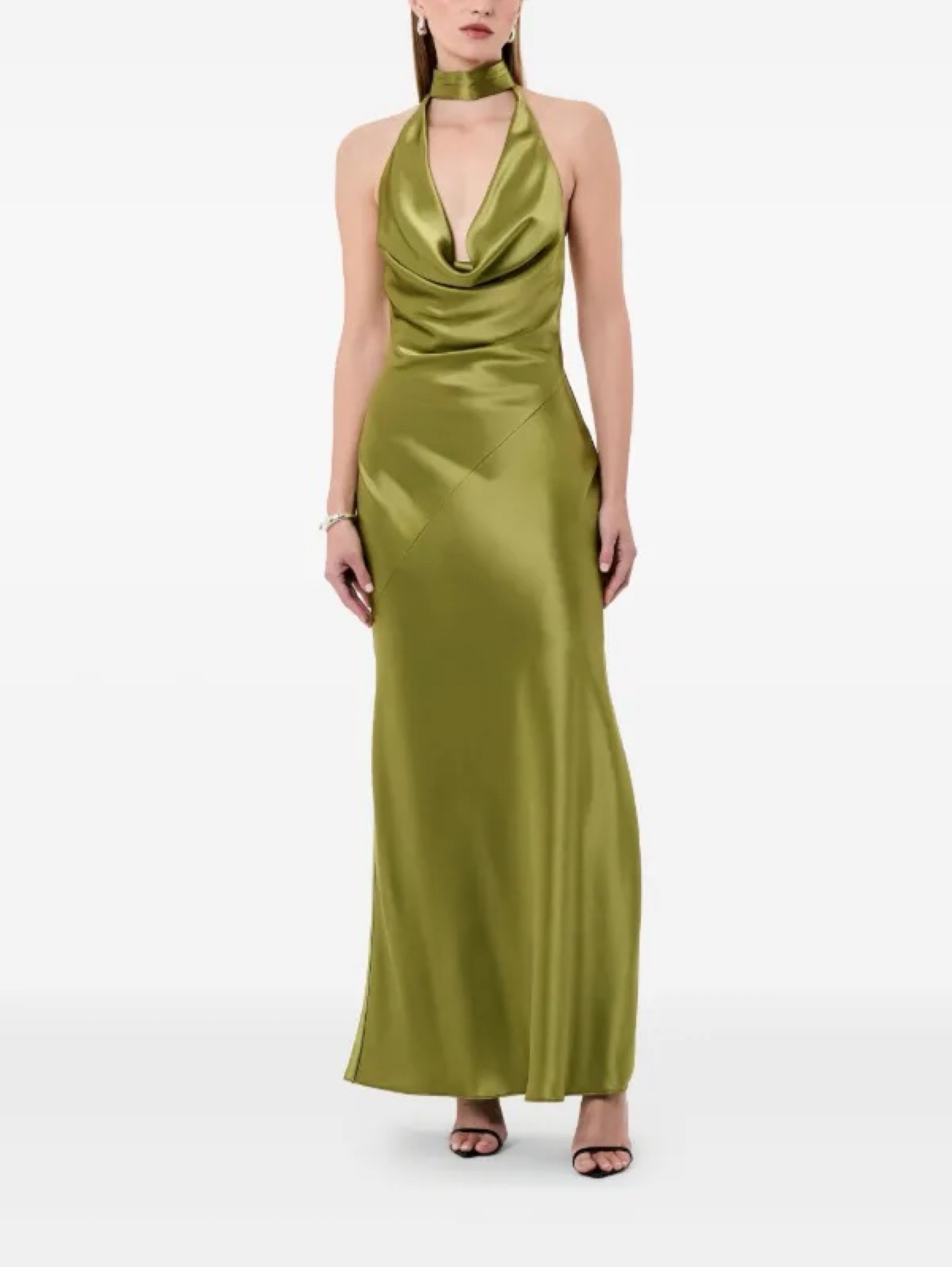 nicholas silk maxi dress Nicholas the Label Women's Fabiana Cowlneck Satin Maxi Dress - Ivory