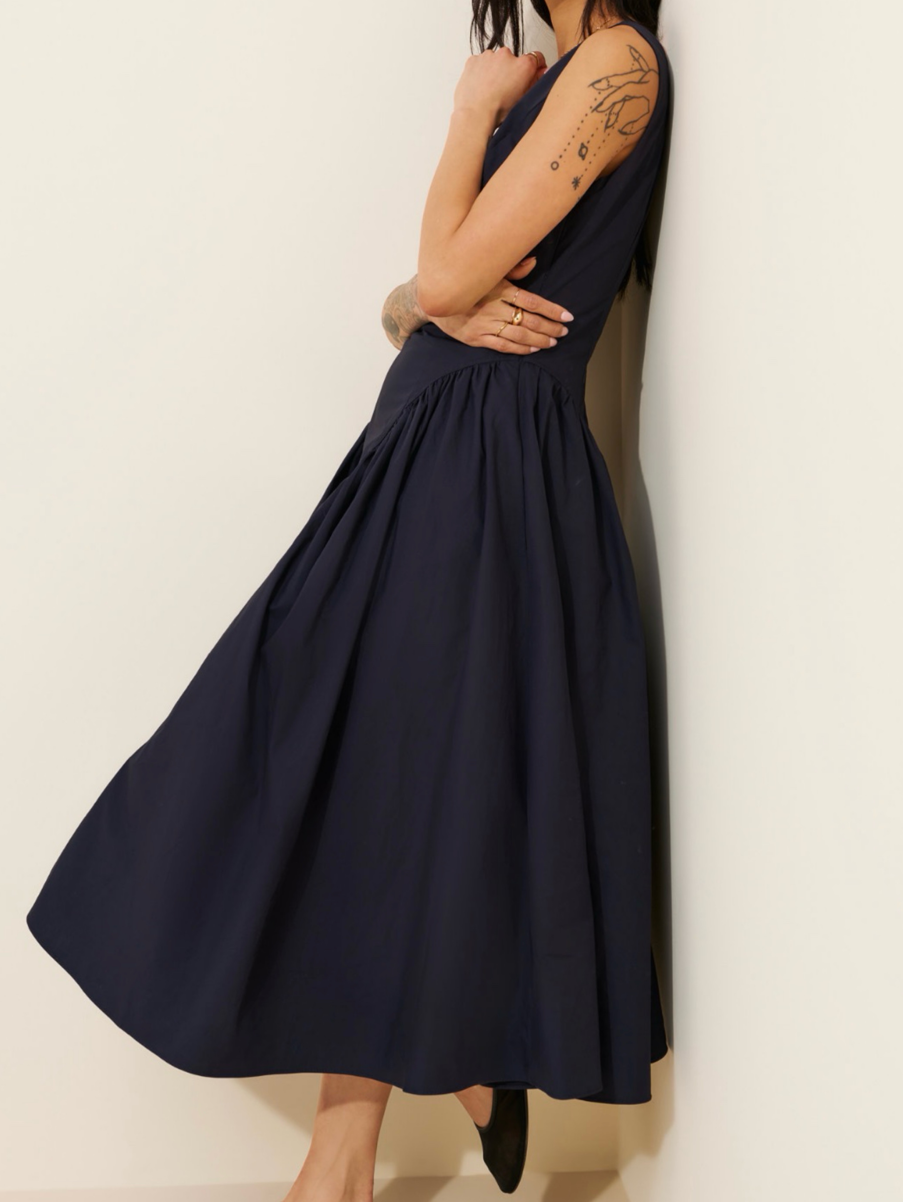 blue basque waist dress LaDivine CD0236 Lace Corset Basque Waist Dress