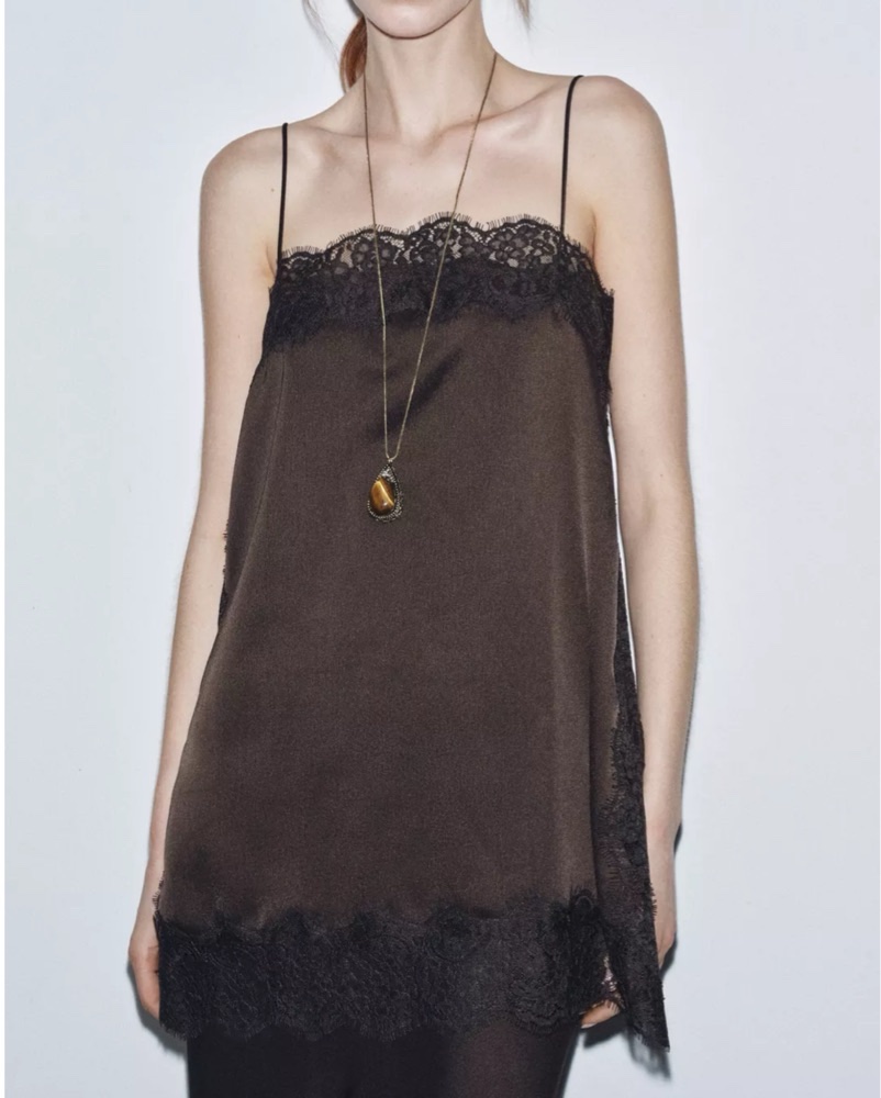 zara brown lace dress Zara Brown Lace Dress