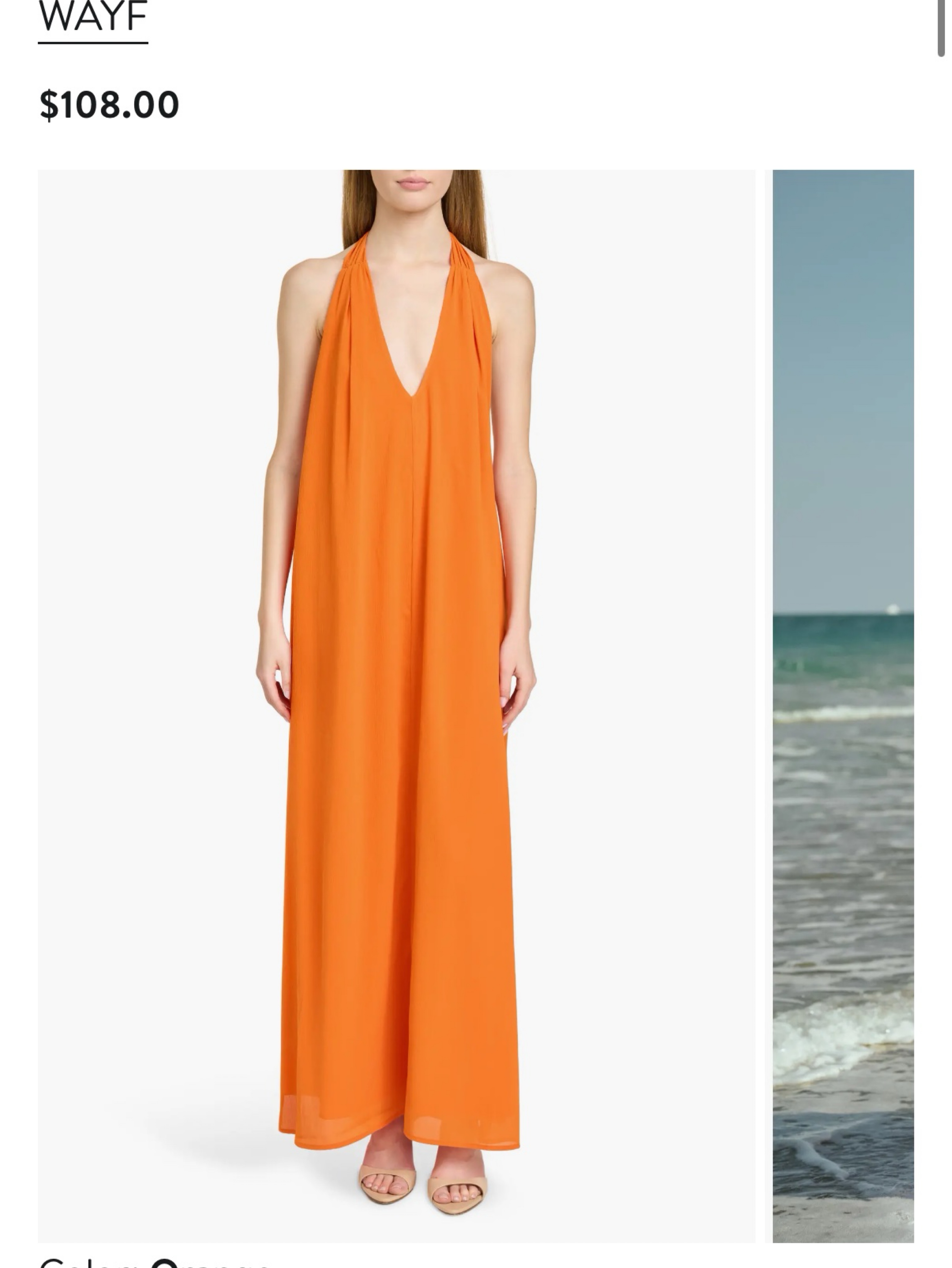 wayf orange dress Wayf Red-Orange Shift Midi Dress