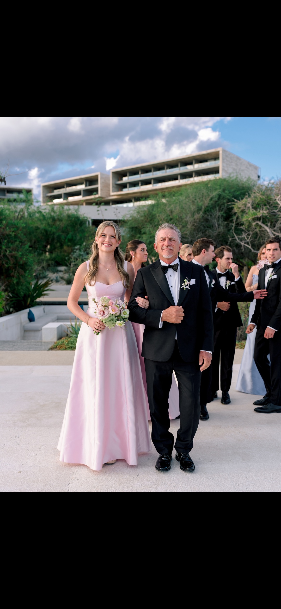 Dessy Group Pink Satin A-Line Gown