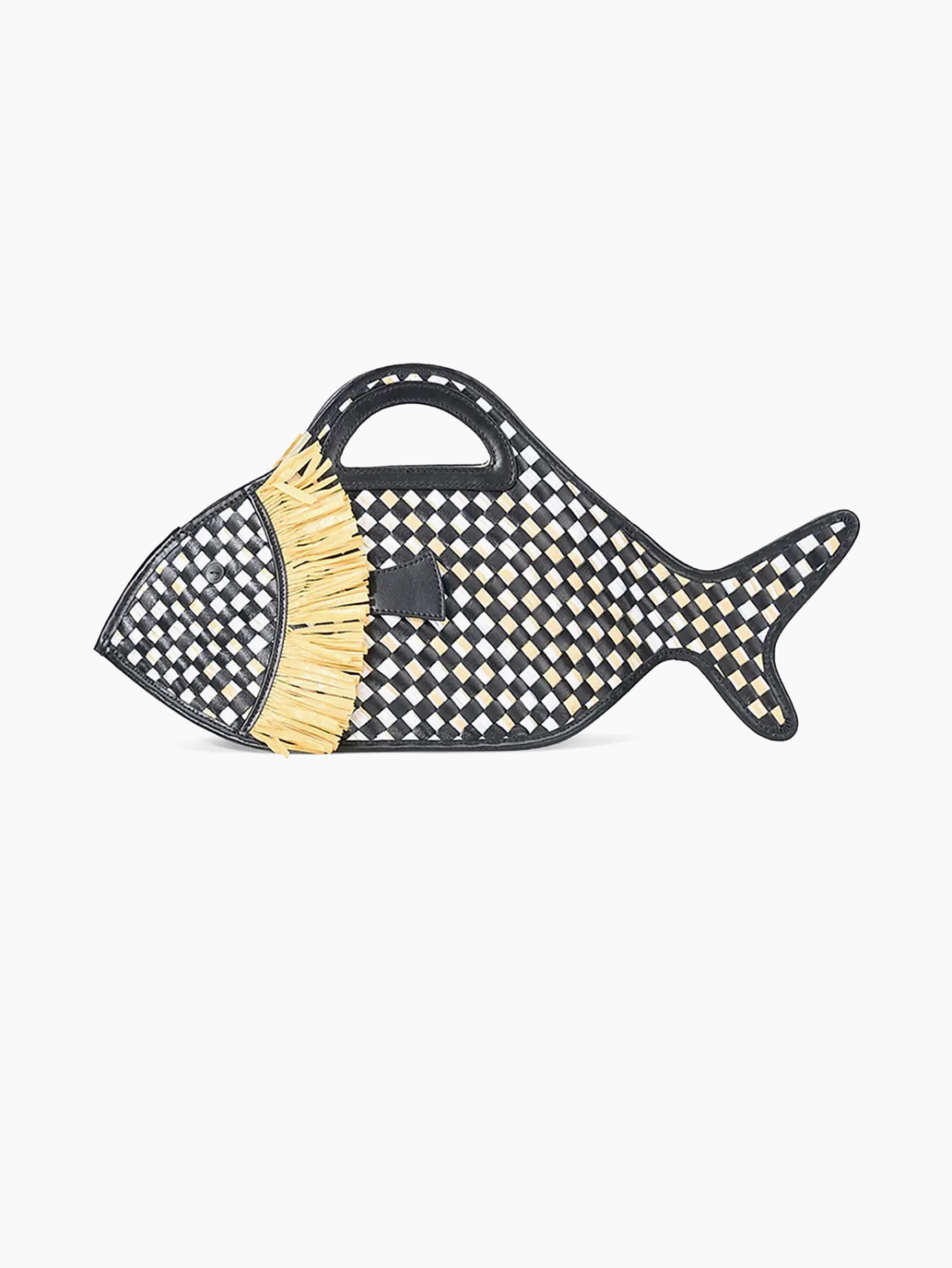 STAUD Cleo Fish Raffia Basket Bag