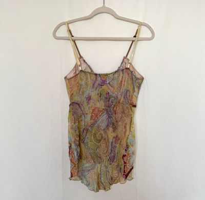 Vintage Y2K Multi-Colored Paisley Beaded Flower Tank Top by