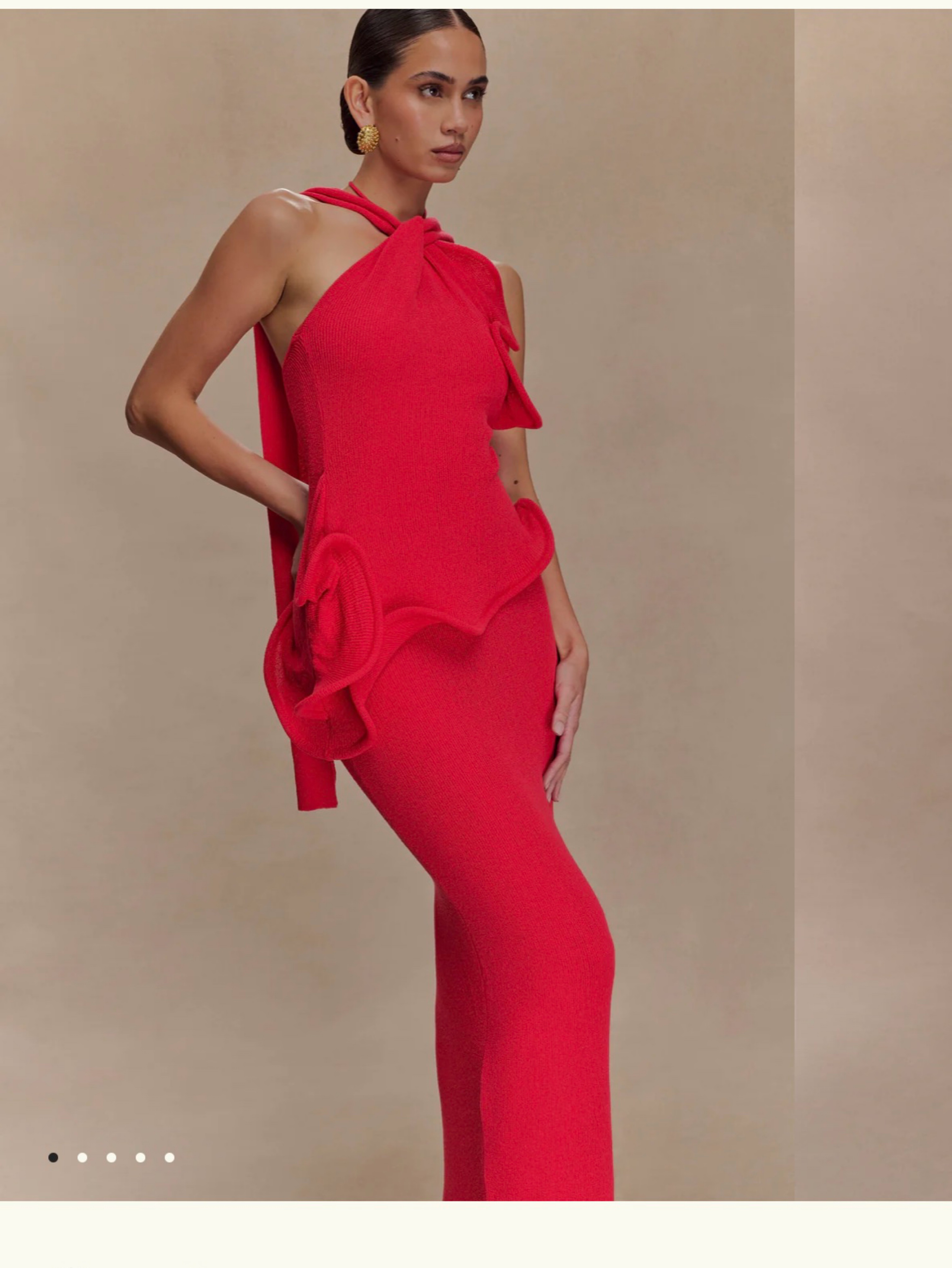 caprice halter knit maxi dress Meshki - Caprice Halter Knit Maxi Dress - Red